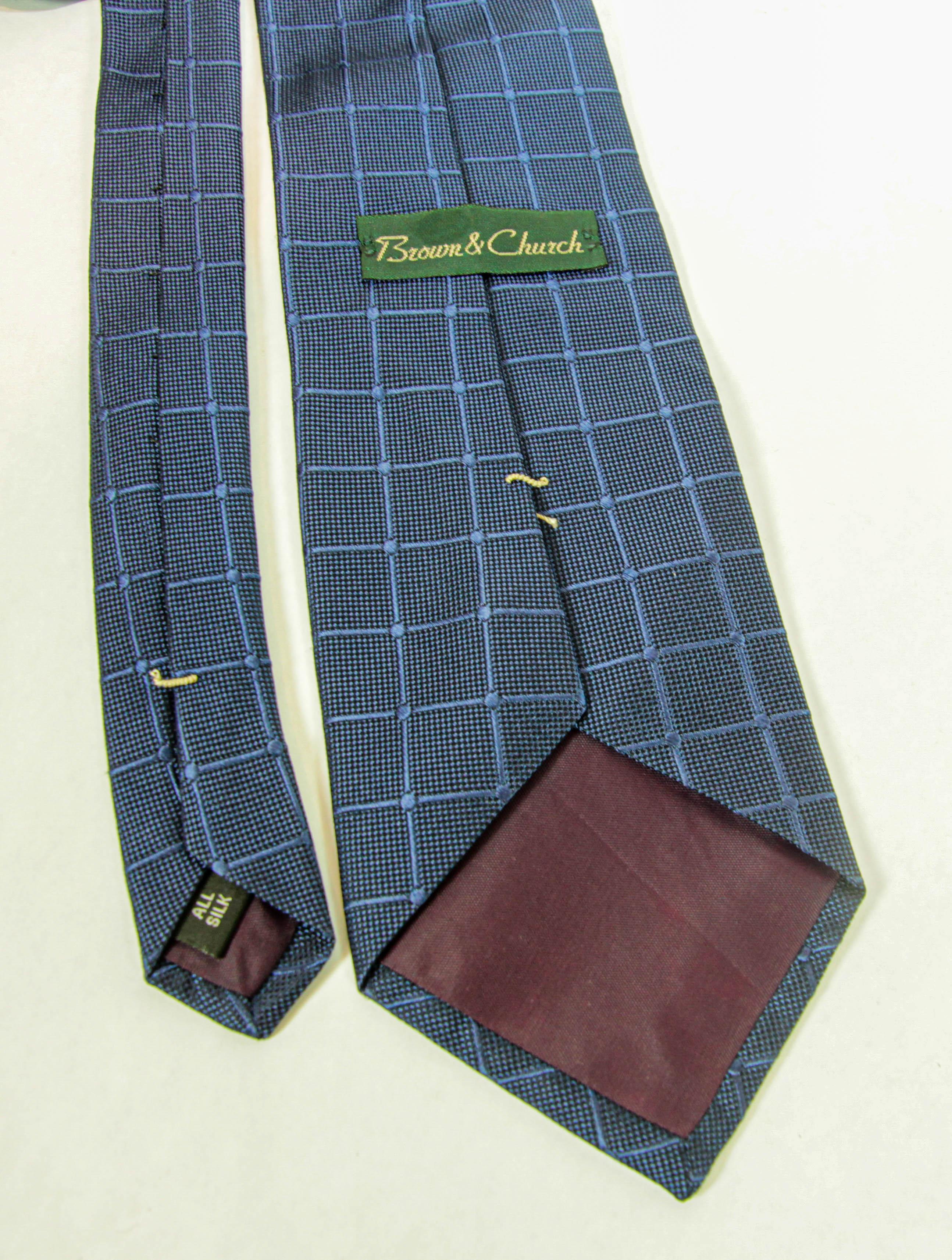 Brown & Church Vintage Blue Men's Tie Made in USA For Sale 2