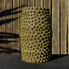 Brown Clay Amoeba Matte Glazed Vase With Shiny Jade Dots