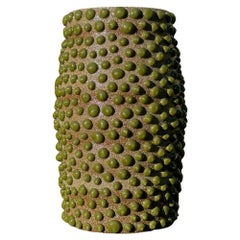 Jarrón de Arcilla Marrón Amoeba Esmaltado Mate con Puntos Brillantes de Jade