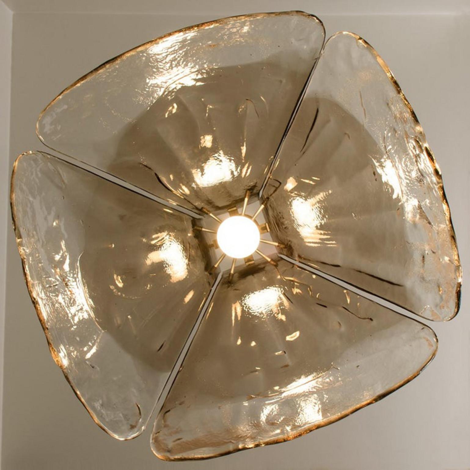 Lampes à suspension en verre transparent marron modèle LS185 de Carlo Nason pour Mazzega en vente 6
