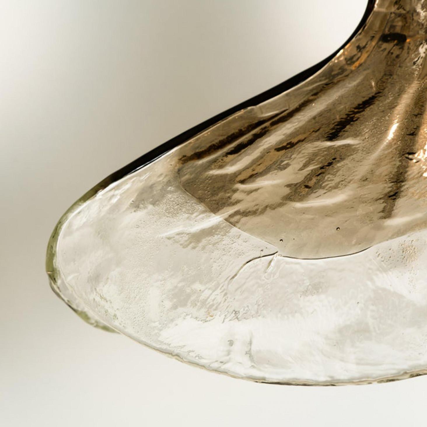 Hängeleuchten aus braunem Klarglas Modell LS185 von Carlo Nason für Mazzega (Metall) im Angebot