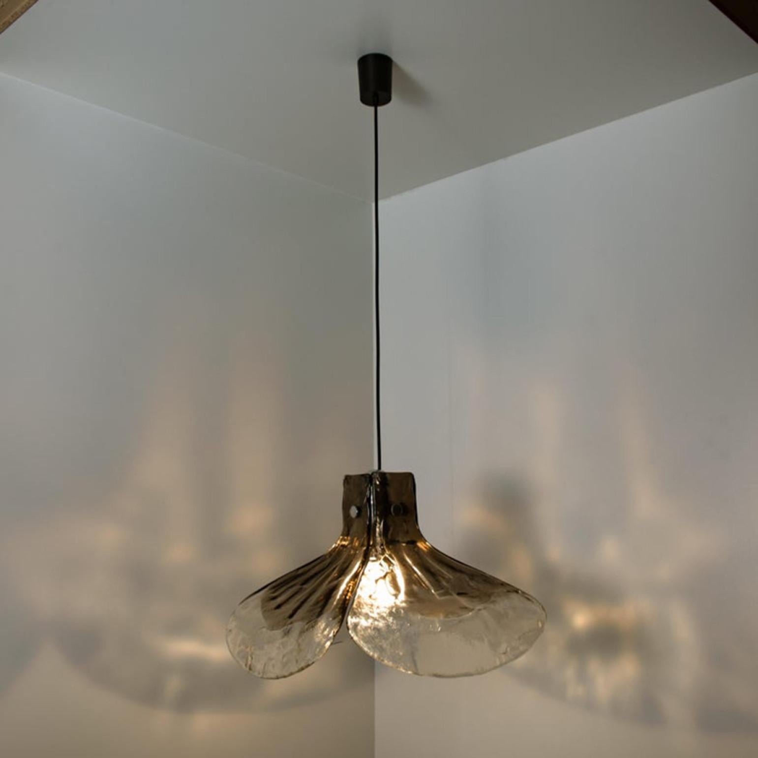 Brown Clear Glass Pendant Lights Model LS185 by Carlo Nason for Mazzega 1