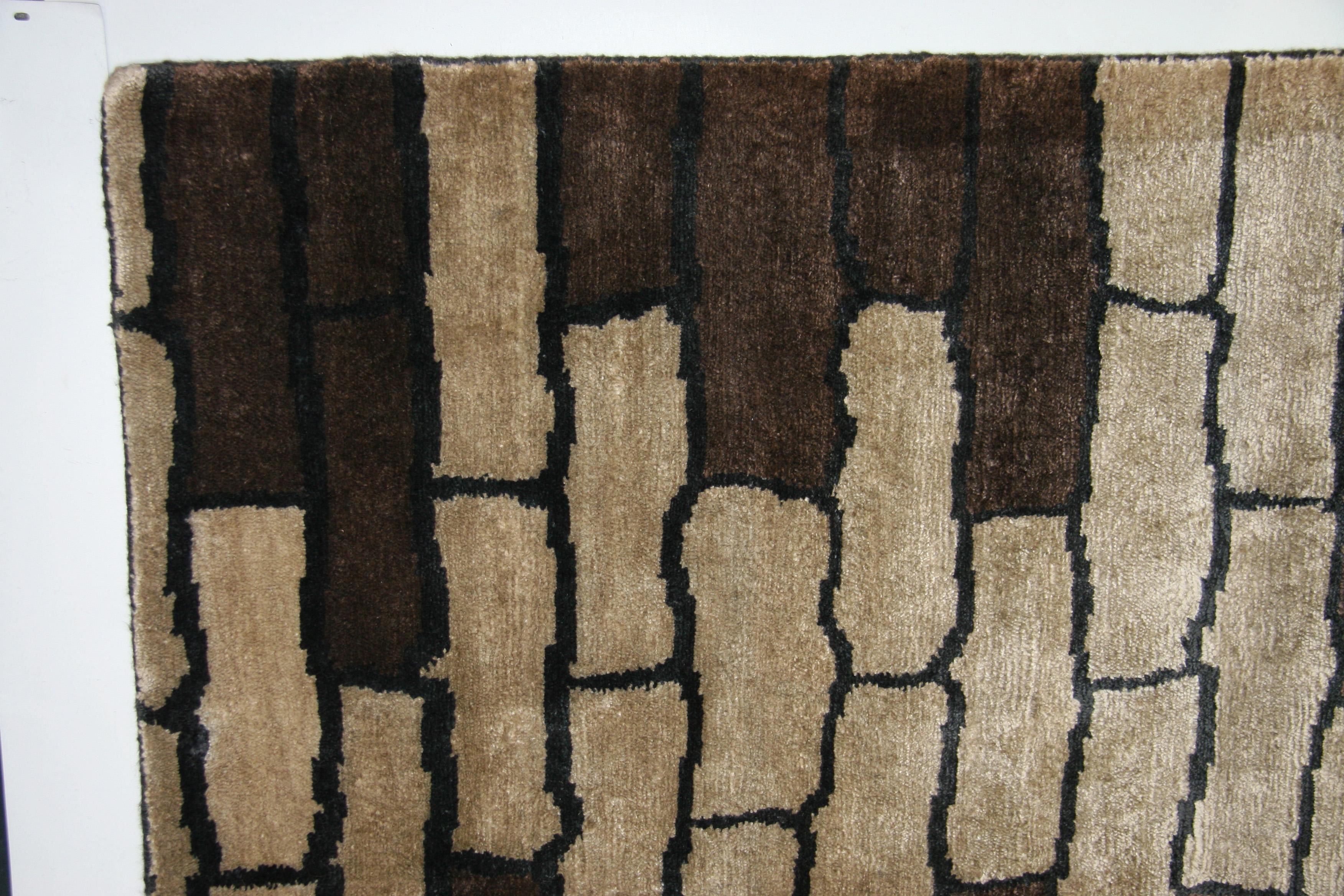 Hand-Knotted Brown Cobblestones Area Rug For Sale