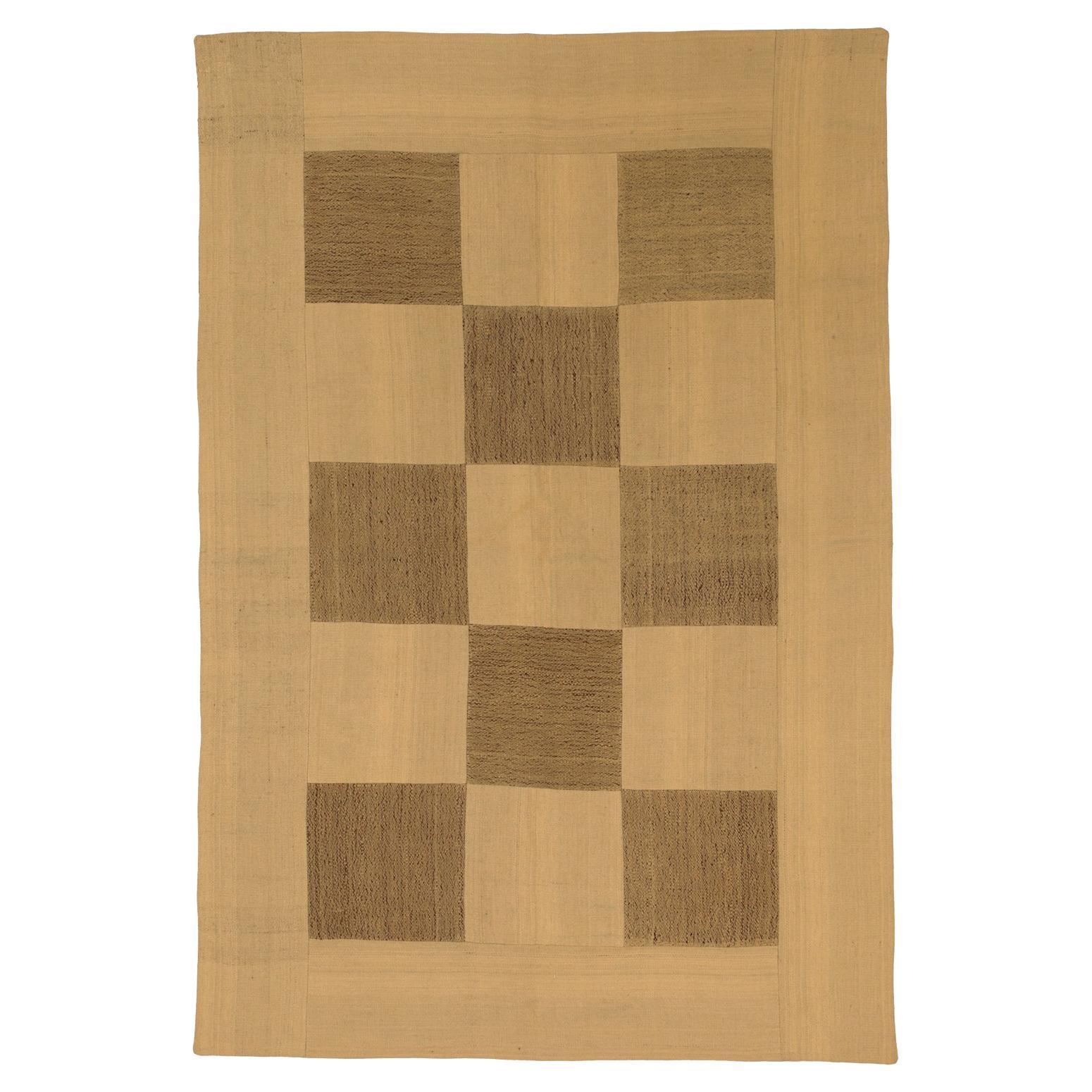 Tapis turc en patchwork de couleur marron, 1950-1970