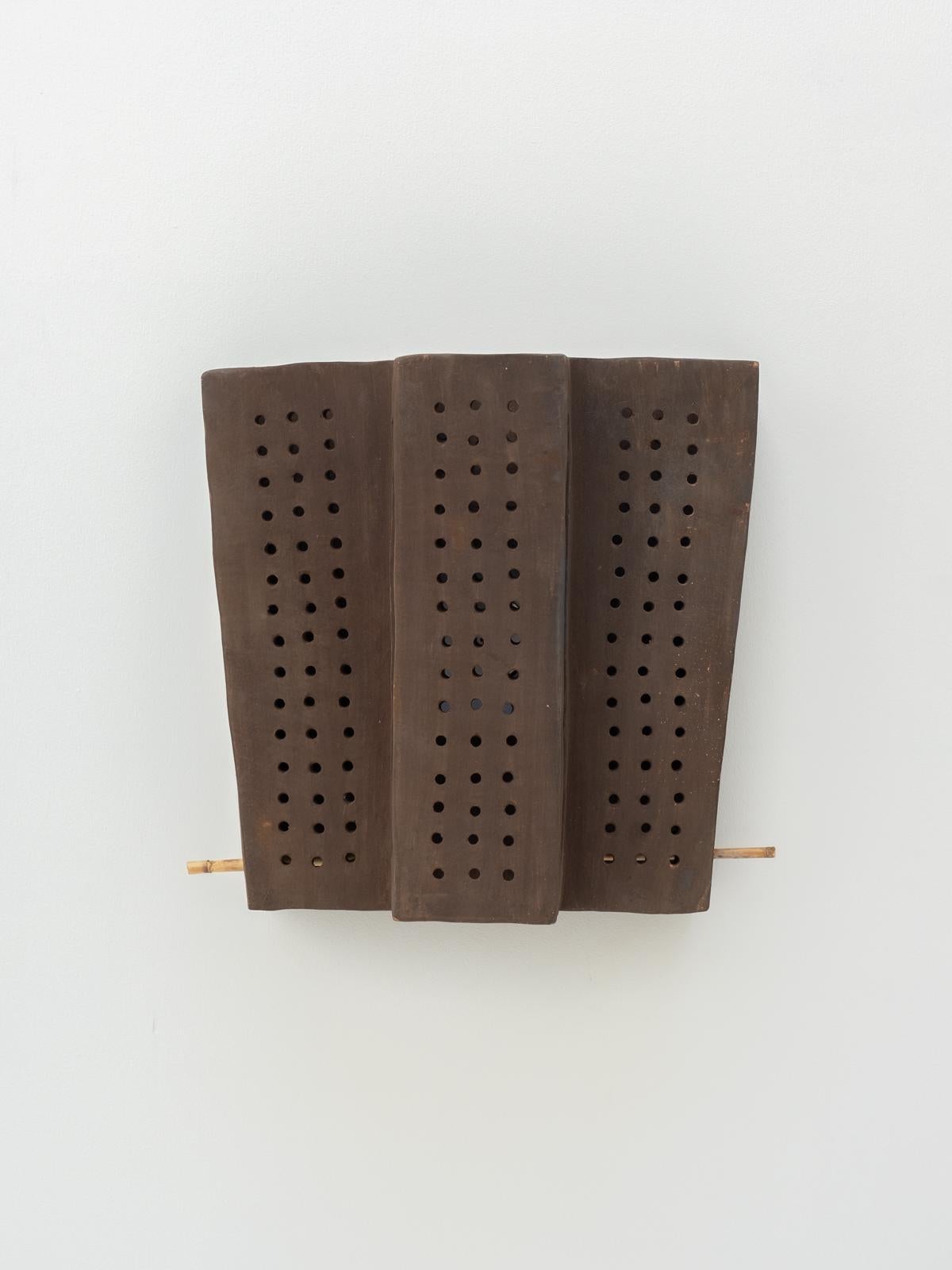 Brown contemporary Ceramic Wall Light Made of local Clay by memòri studio For Sale 3