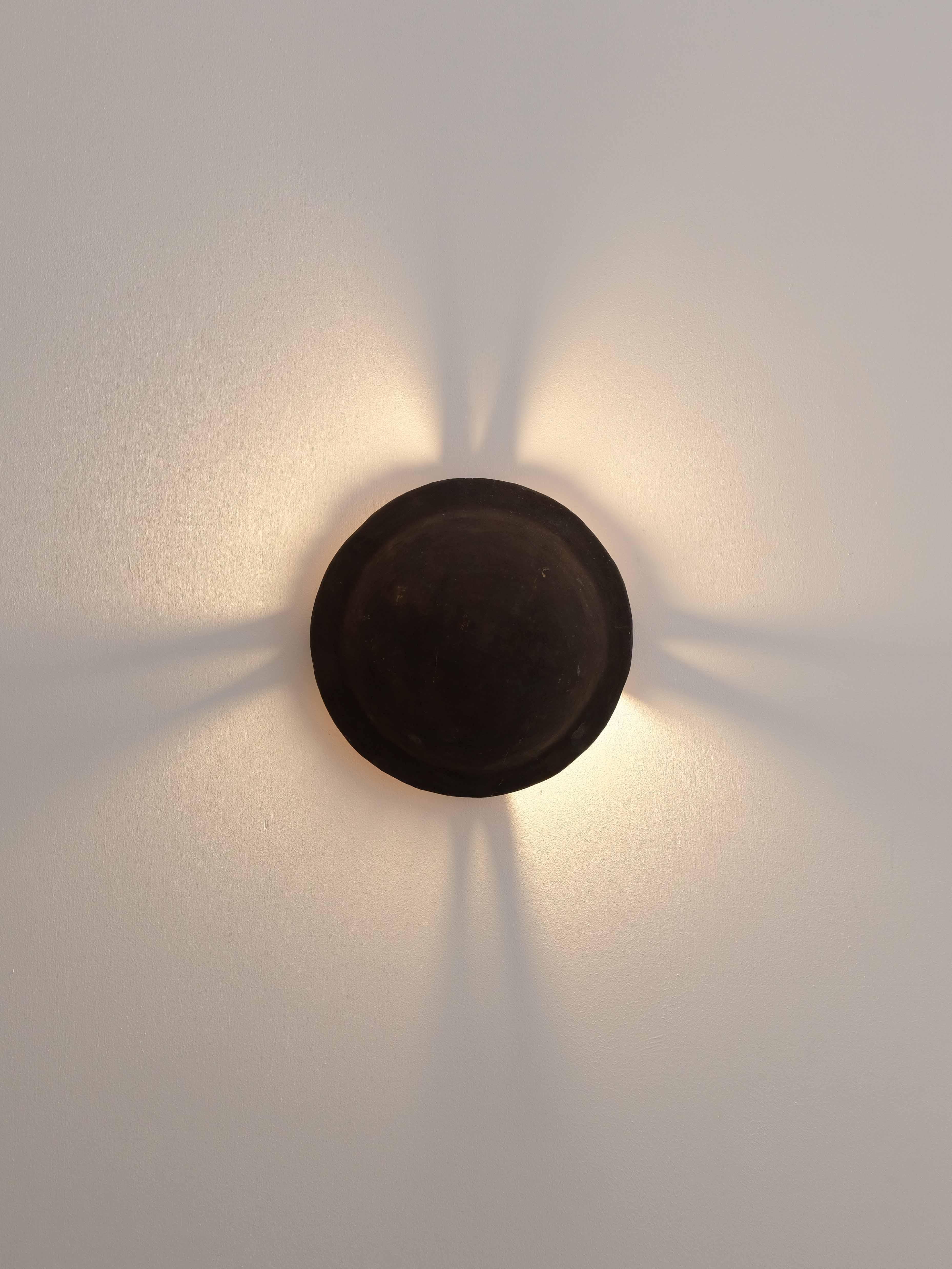 Fired Brown contemporary Ceramic Wall Light Made of local Clay by memòri studio