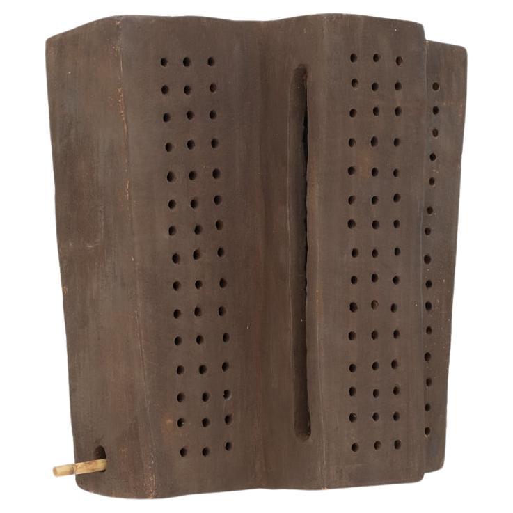 Brown contemporary Ceramic Wall Light Made of local Clay by memòri studio For Sale