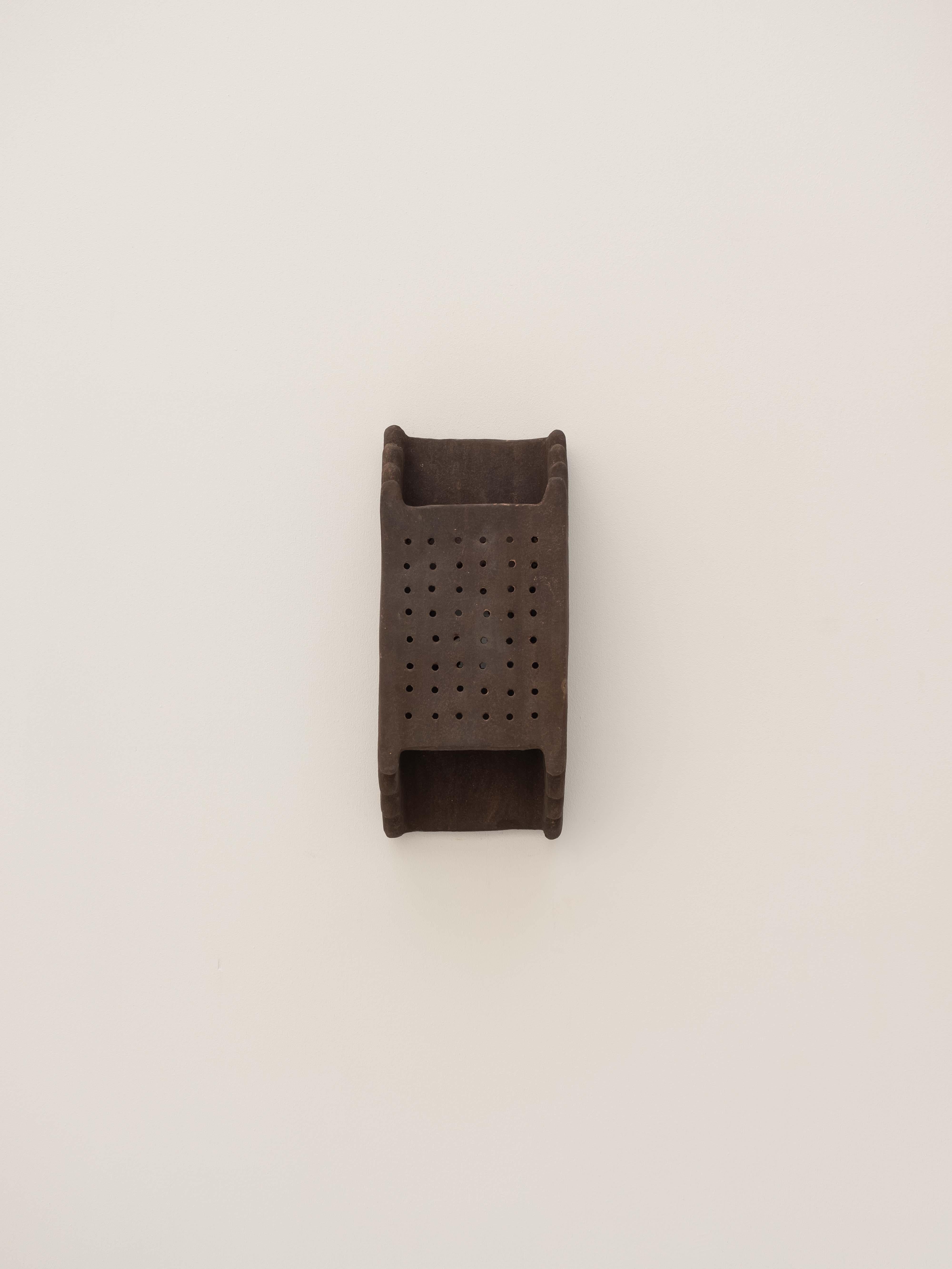 Arts and Crafts Brown contemporary Ceramic Wall Light Made of local Clay, natural pigments