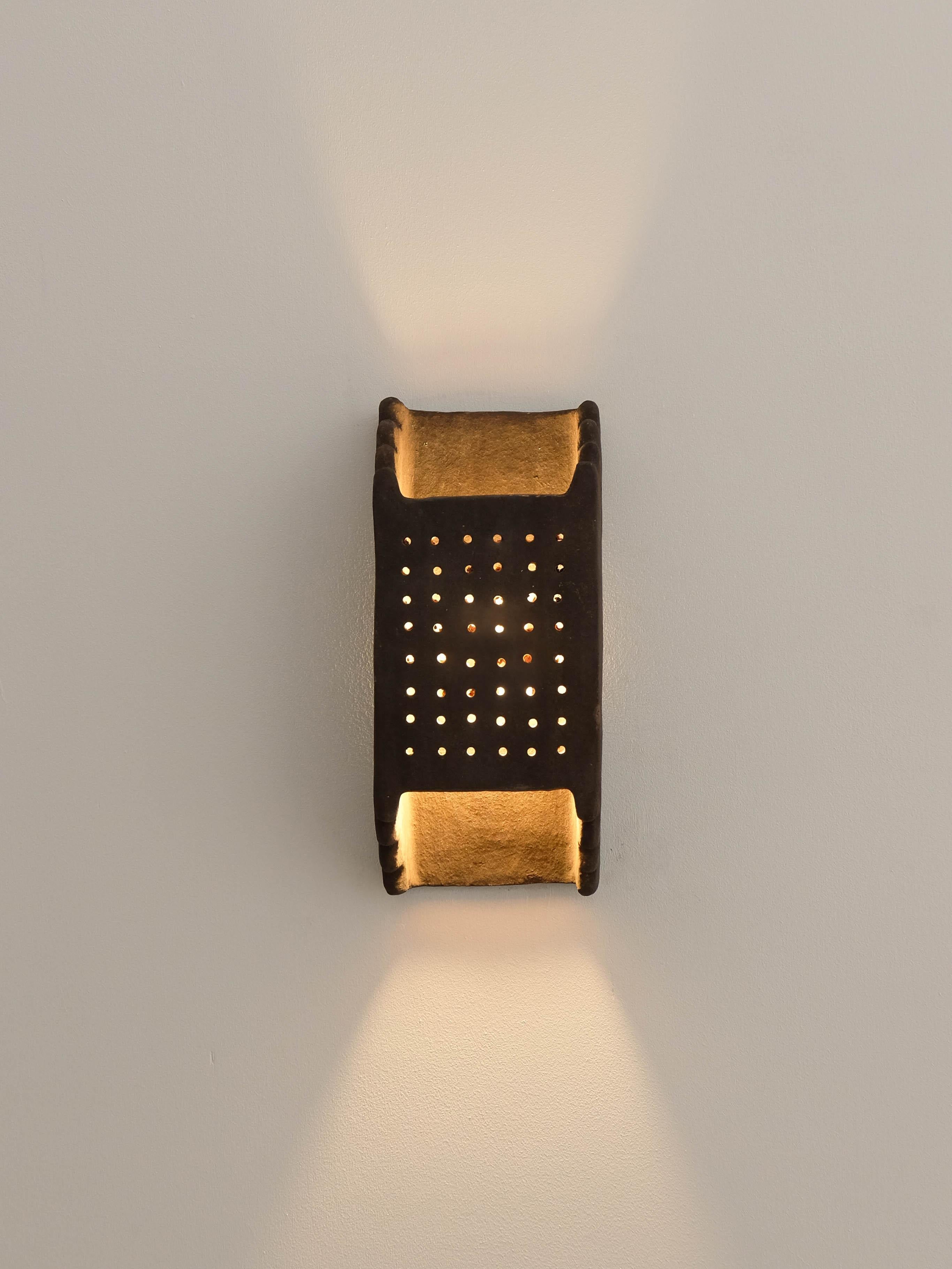 Moroccan Brown contemporary Ceramic Wall Light Made of local Clay, natural pigments