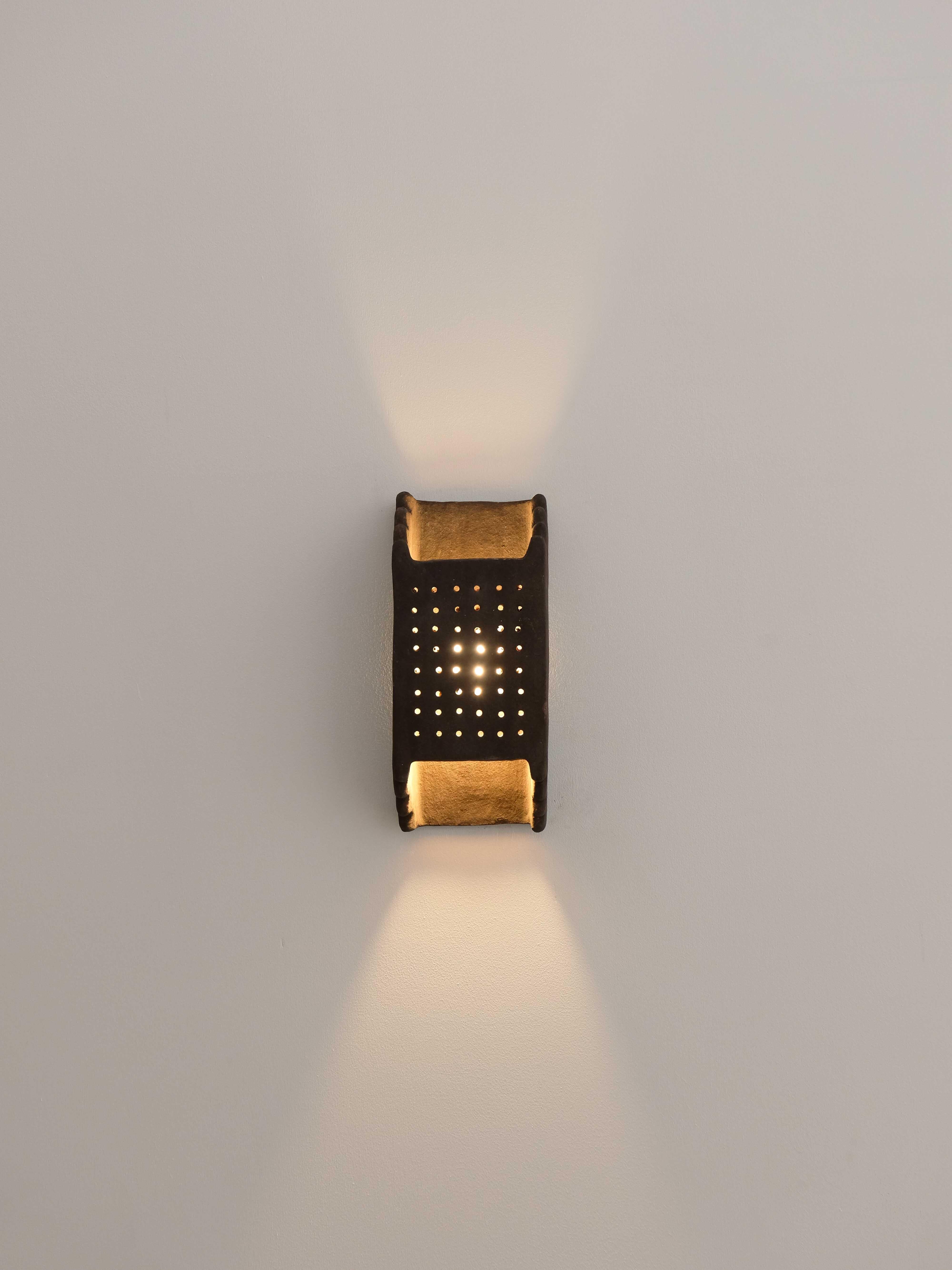 Fired Brown contemporary Ceramic Wall Light Made of local Clay, natural pigments
