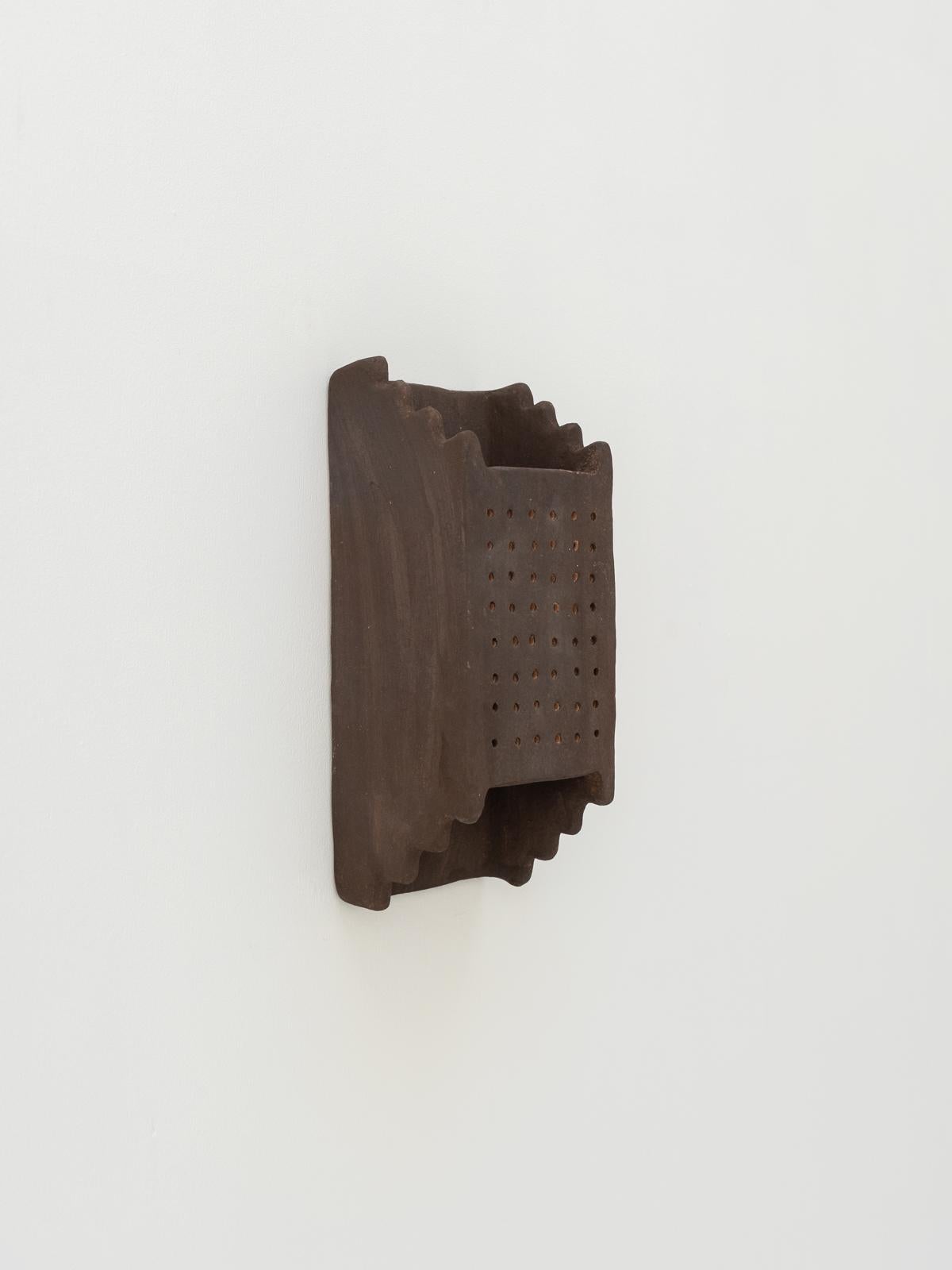 Arts and Crafts Brown contemporary Ceramic Wall Light Made of local Clay, natural pigments For Sale