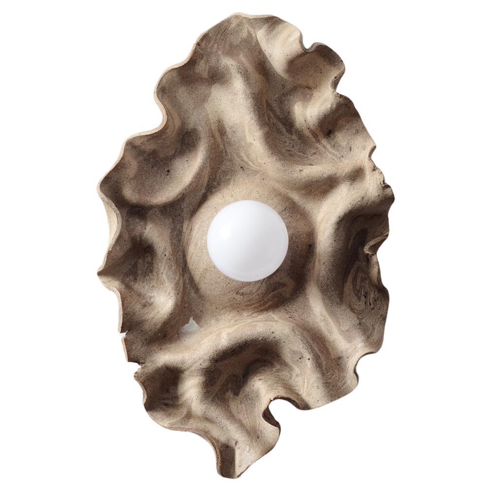 Brown contemporary folded ceramic wall sconce For Sale