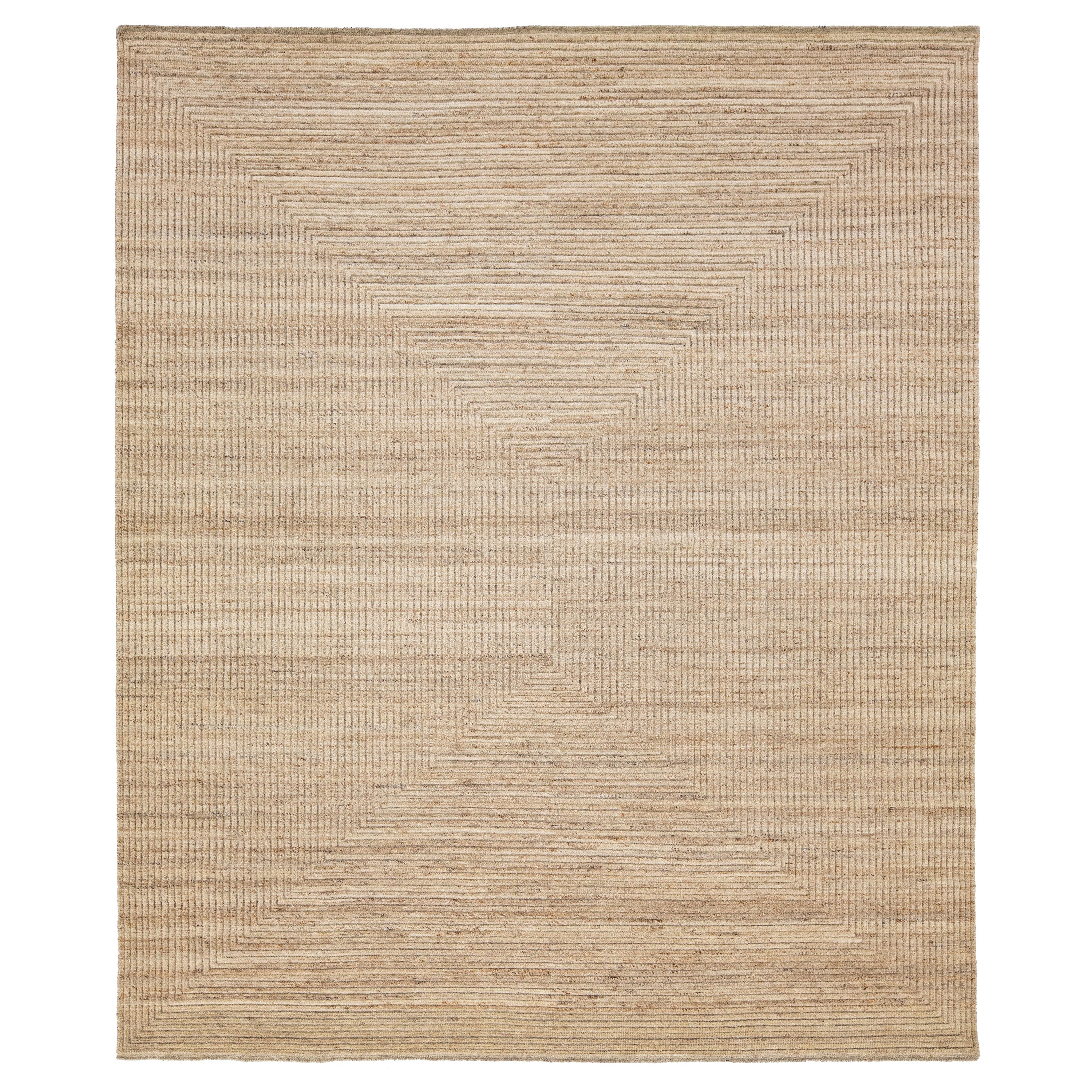 Brown Contemporary Moroccan Style Wool Rug With Geometric Design (Tapis de laine contemporain à motifs géométriques)