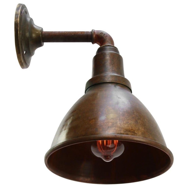 Brown Copper Vintage Industrial Cast Iron Scone Wall Lights at 1stDibs