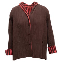 Brown & Coral Issey Miyake Plisse Jacket Size 3