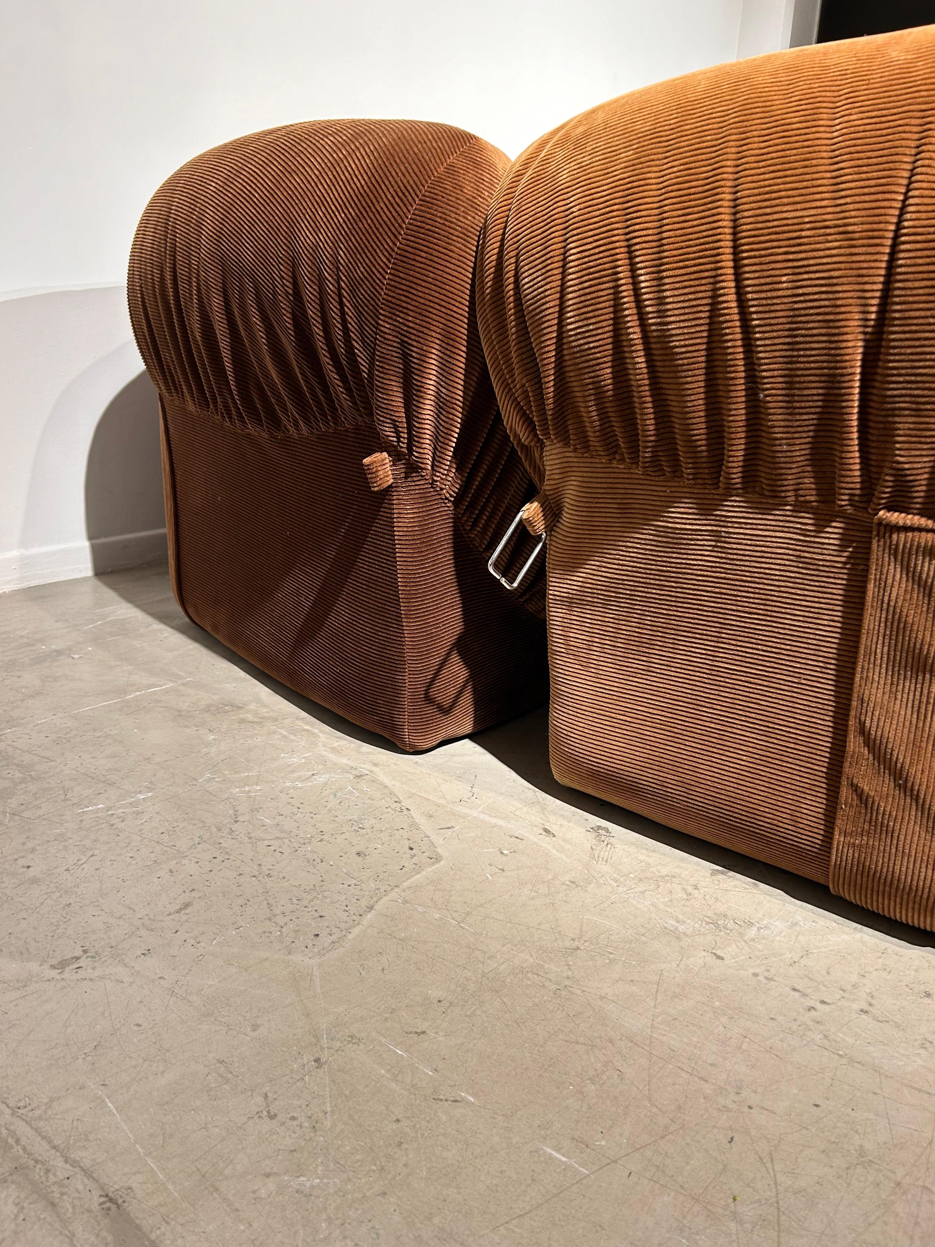 Brown corduroy modular “Potatoe” Airborne sofa 5