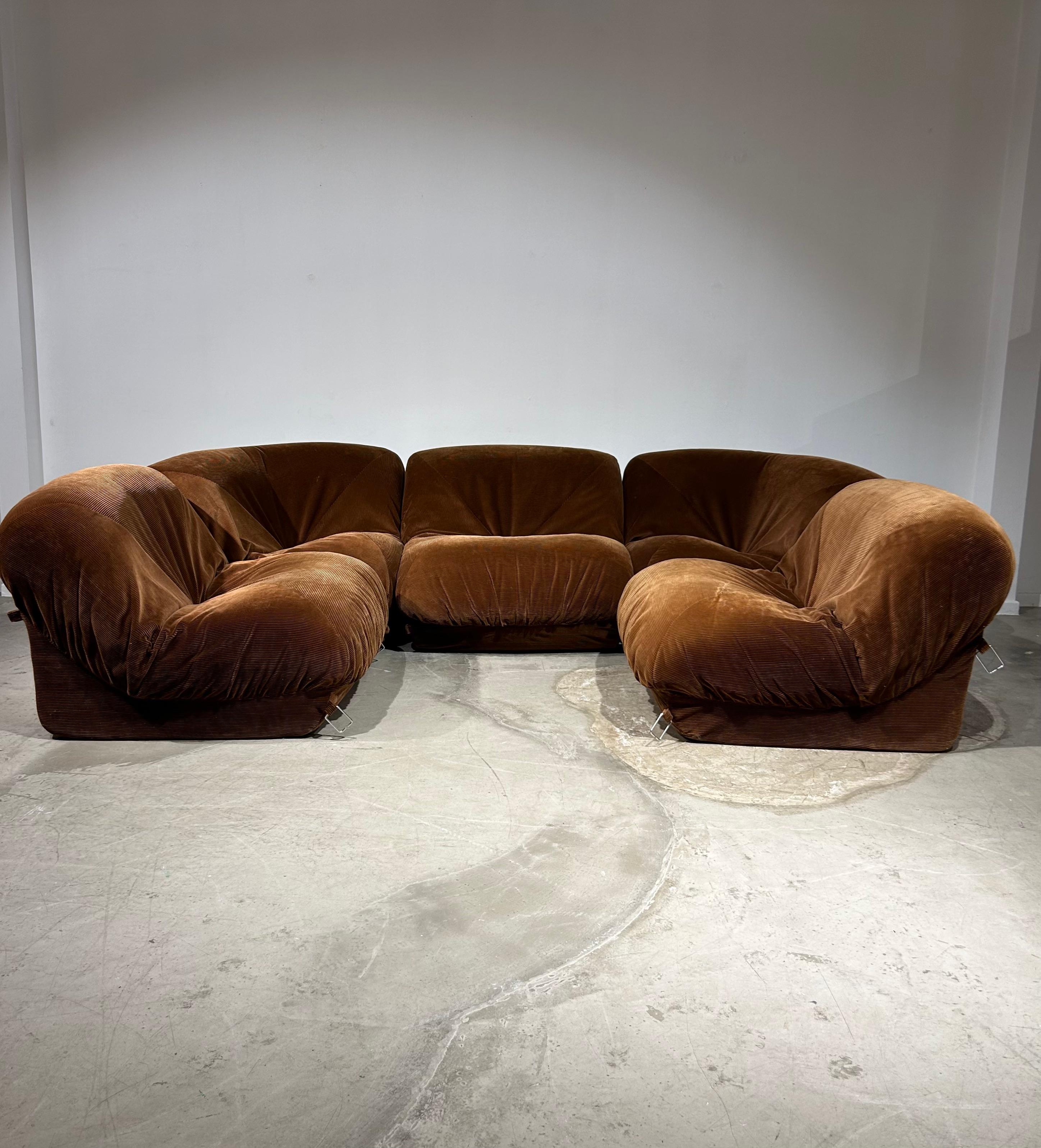 French Brown corduroy modular “Potatoe” Airborne sofa
