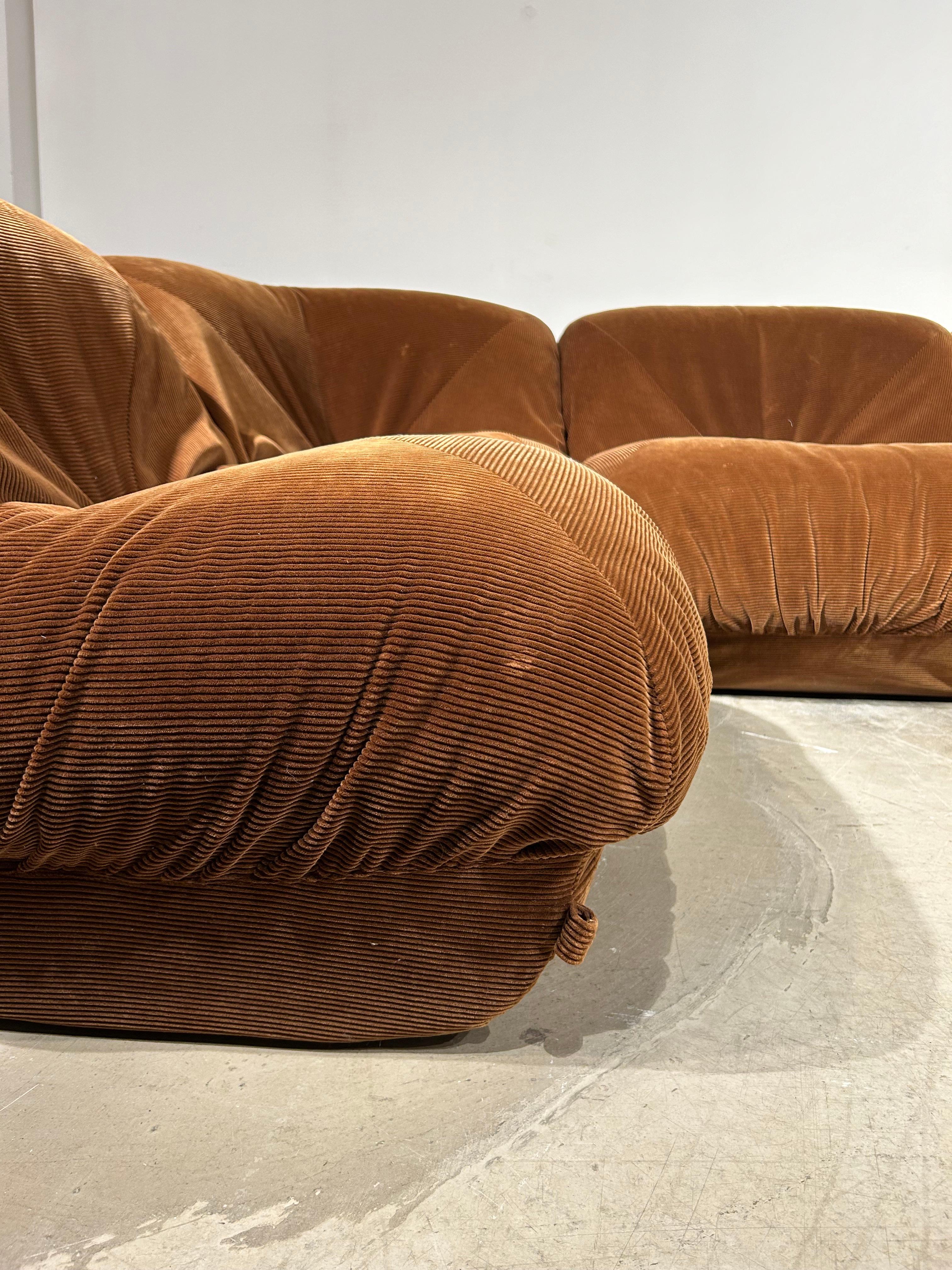 Late 20th Century Brown corduroy modular “Potatoe” Airborne sofa