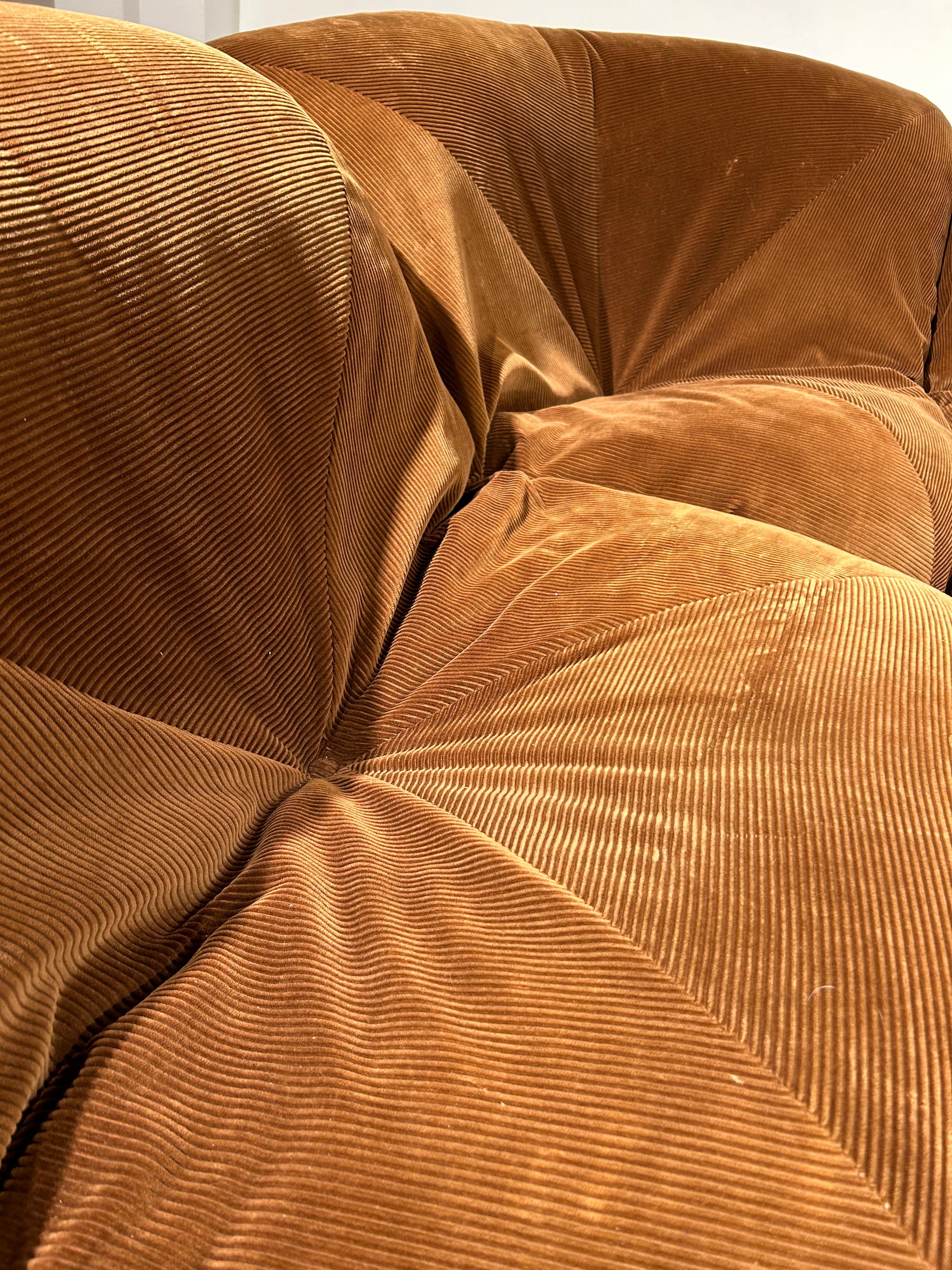 Velvet Brown corduroy modular “Potatoe” Airborne sofa