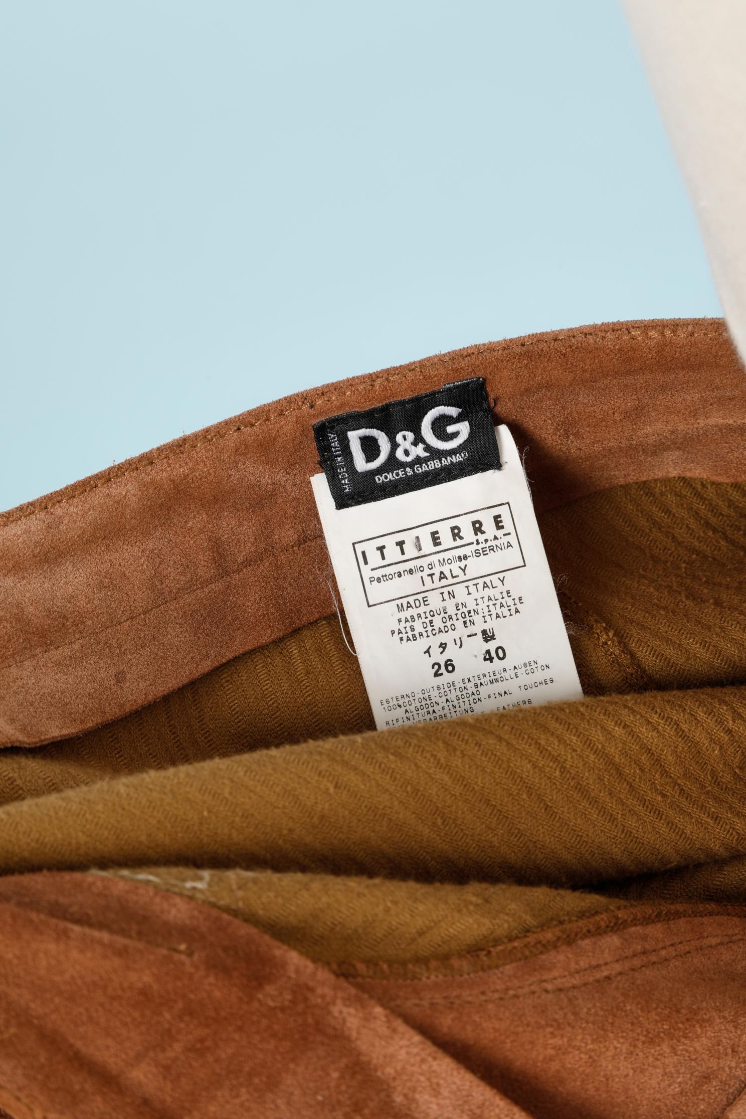 Brown corduroy trouser with suede leaves appliqué D&G by Dolce &Gabbana For Sale 3