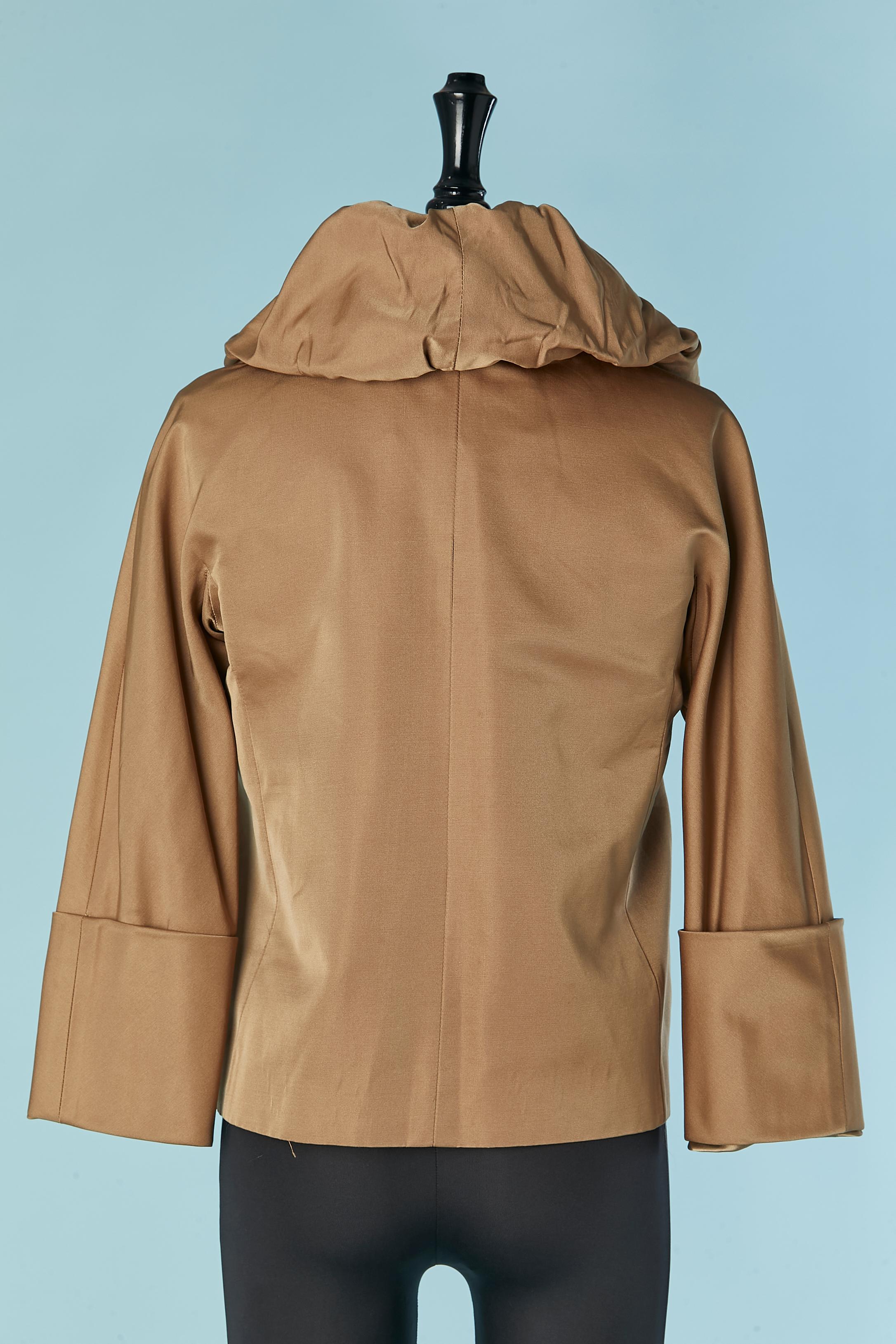 Brown cotton and silk edge to edge jacket with ruffles Giambattista VALLI For Sale 2
