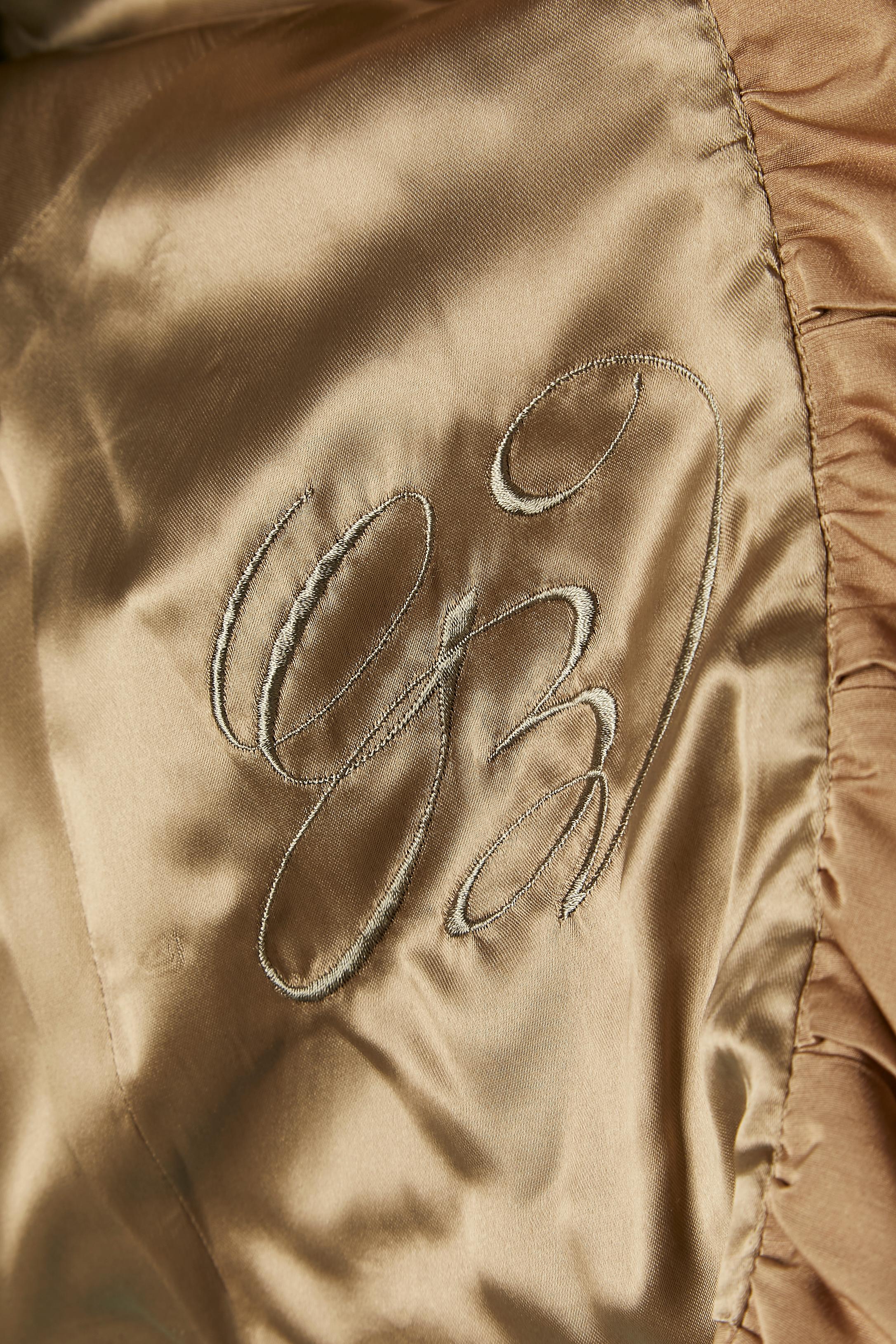 Brown cotton and silk edge to edge jacket with ruffles Giambattista VALLI For Sale 4