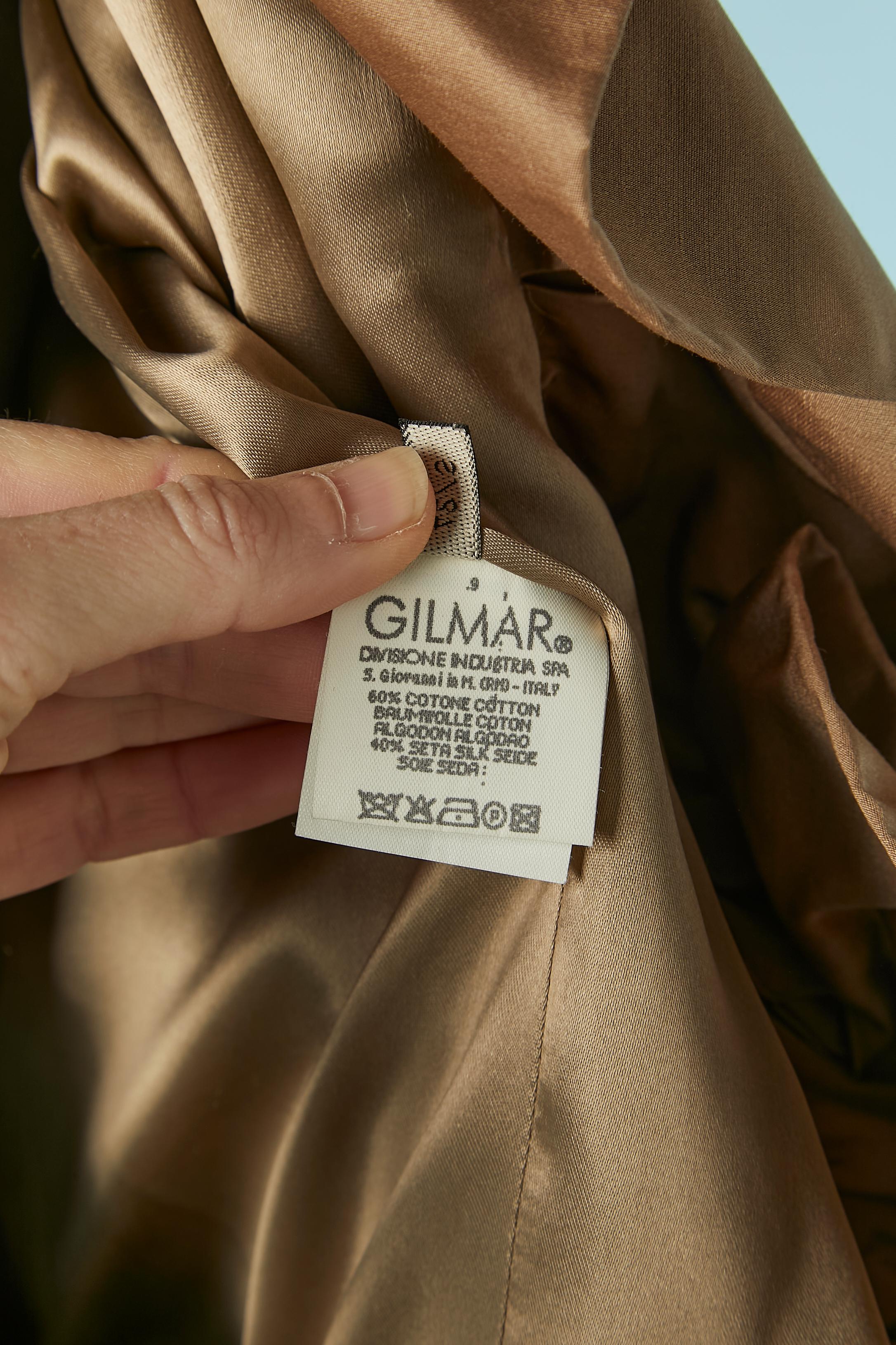 Brown cotton and silk edge to edge jacket with ruffles Giambattista VALLI For Sale 5