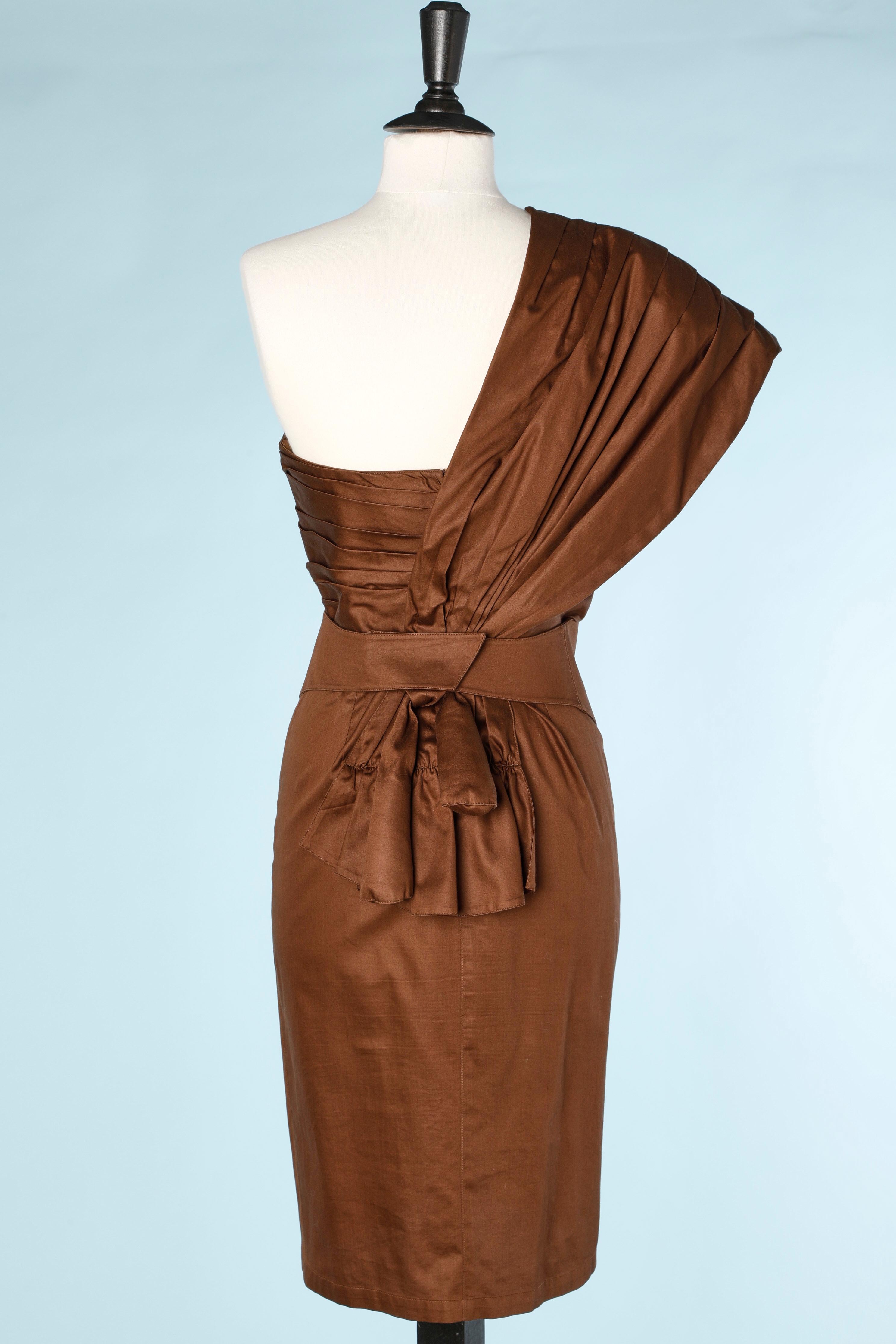 brown mugler dress