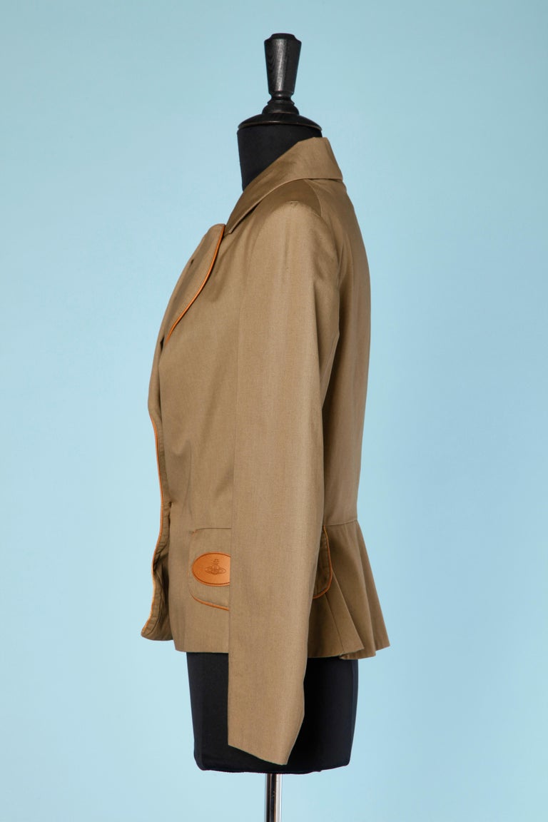 Brown cotton jacket with "hart" collar Red Label by Vivienne Westwood For Sale at 1stDibs