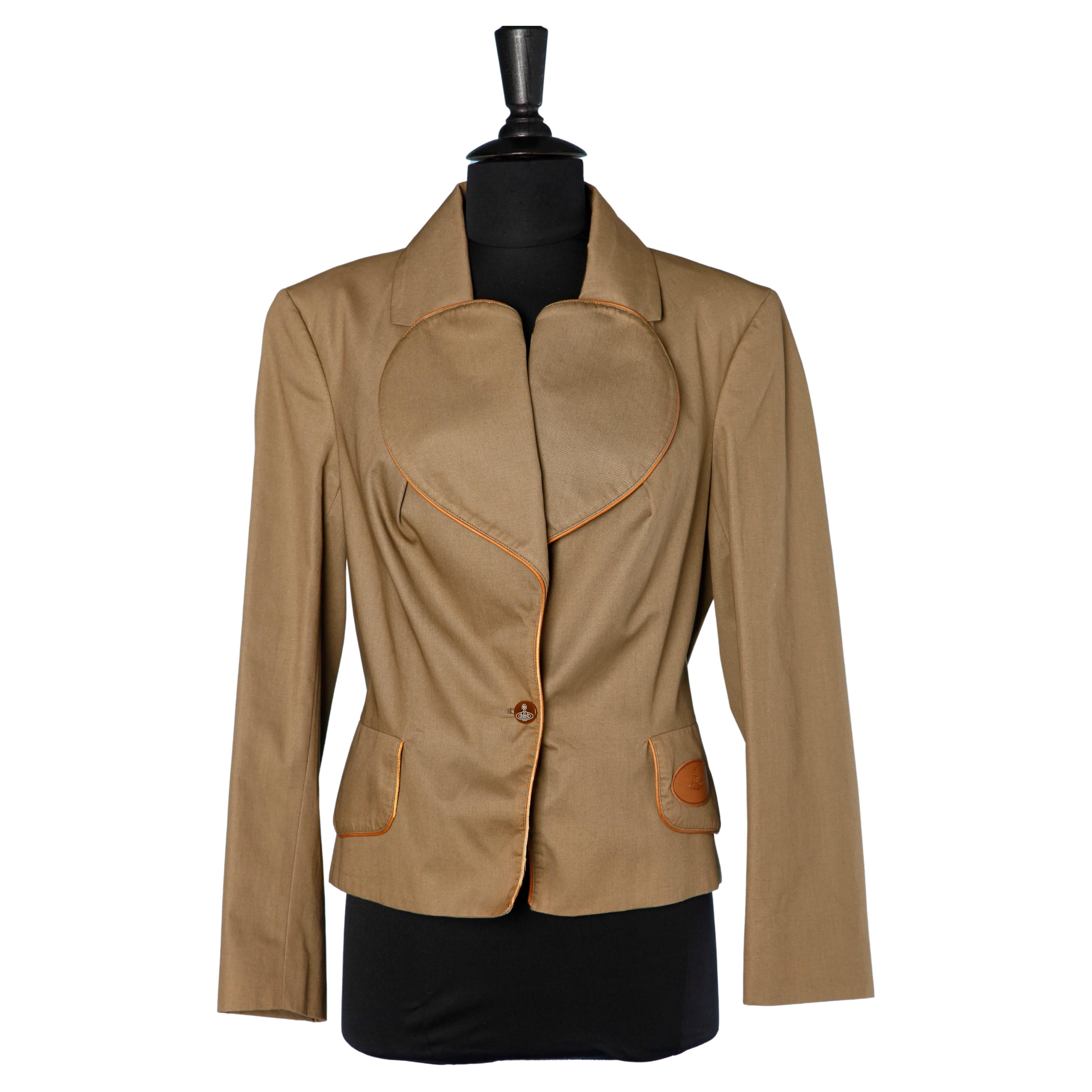 Brown cotton  jacket with "hart" collar Red Label by Vivienne Westwood  For Sale