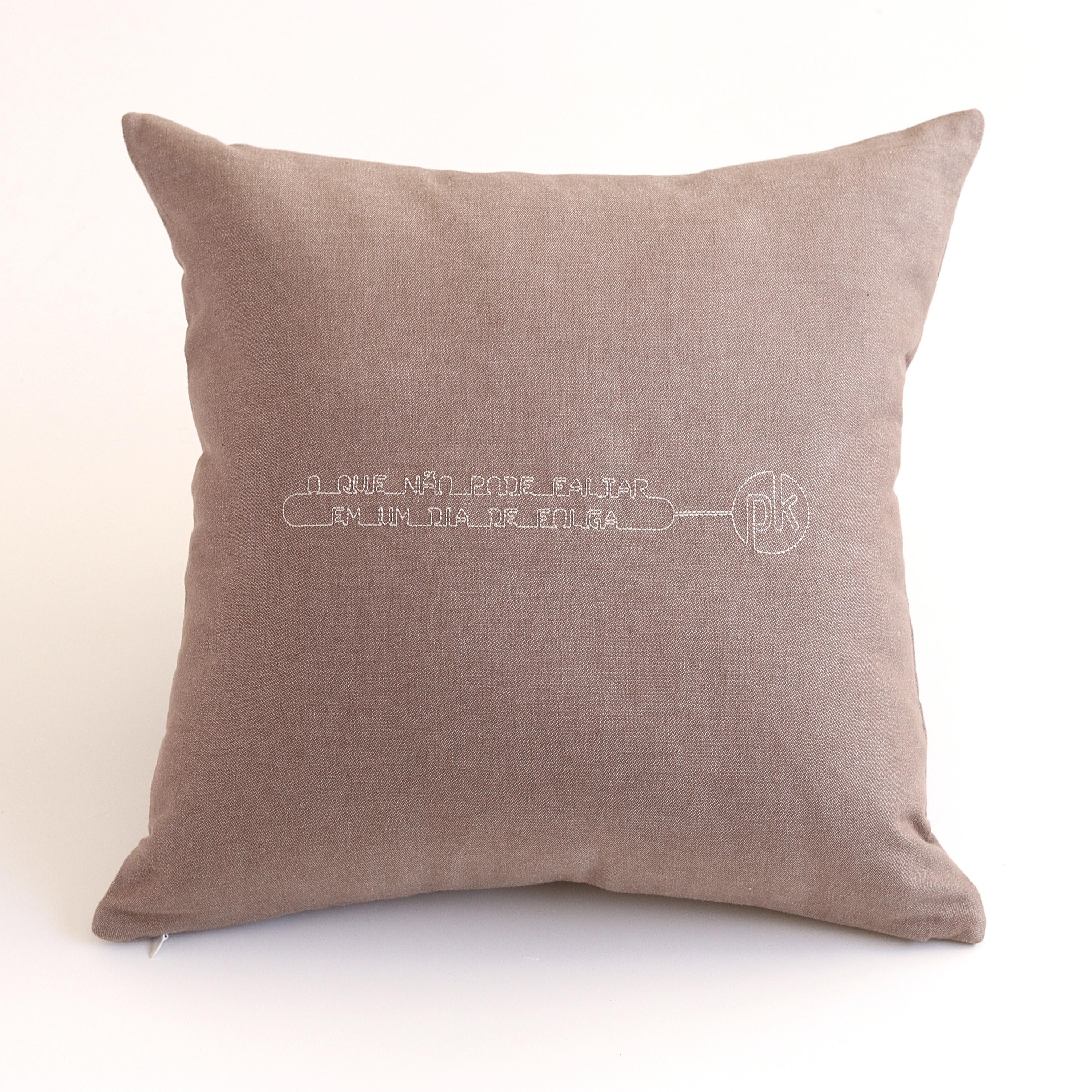 Modern Brown Cotton Matelasse Coffee Pillow by Paulo Kobylka For Sale