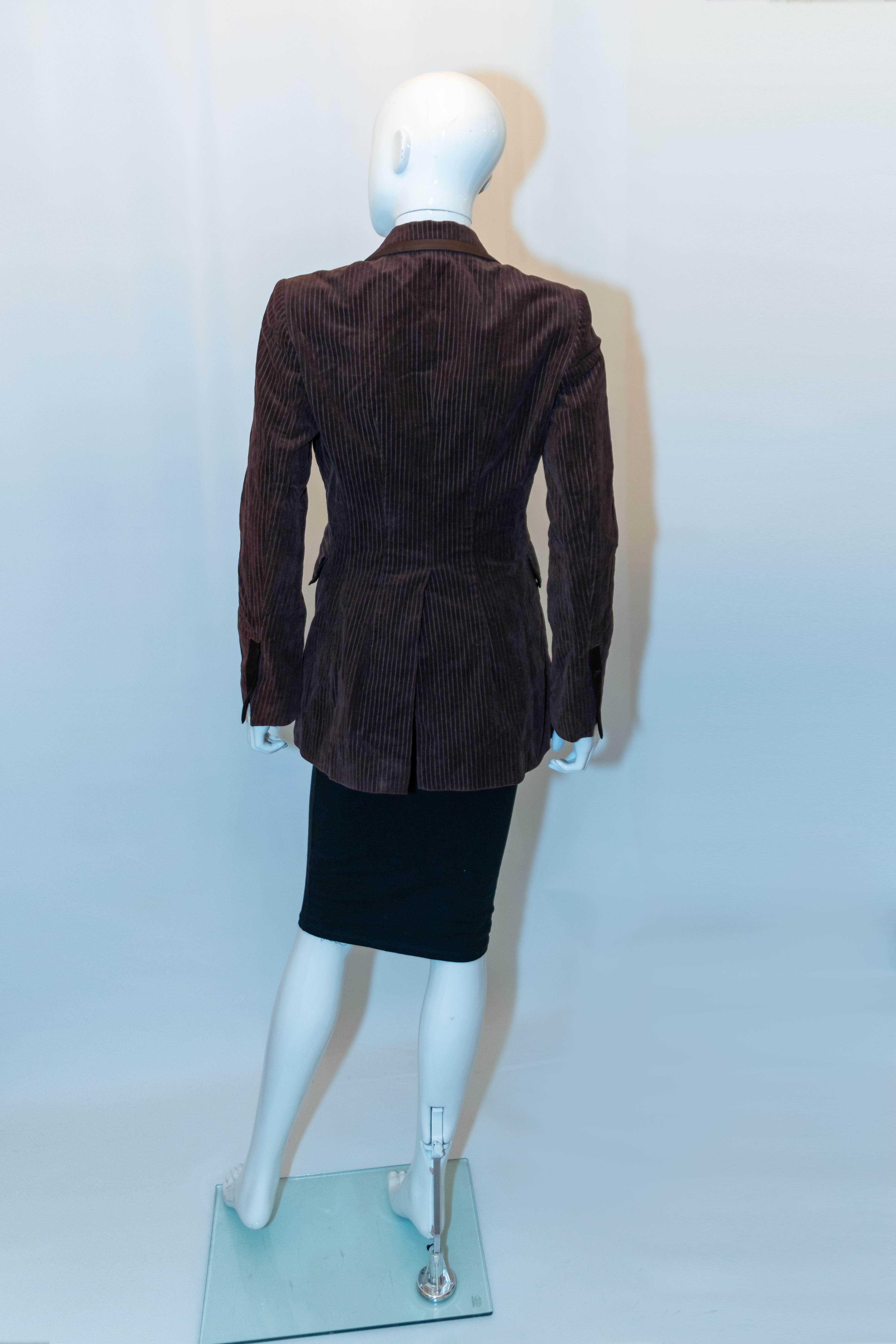 Black Brown Courdroy Blazer by Malene Birger For Sale