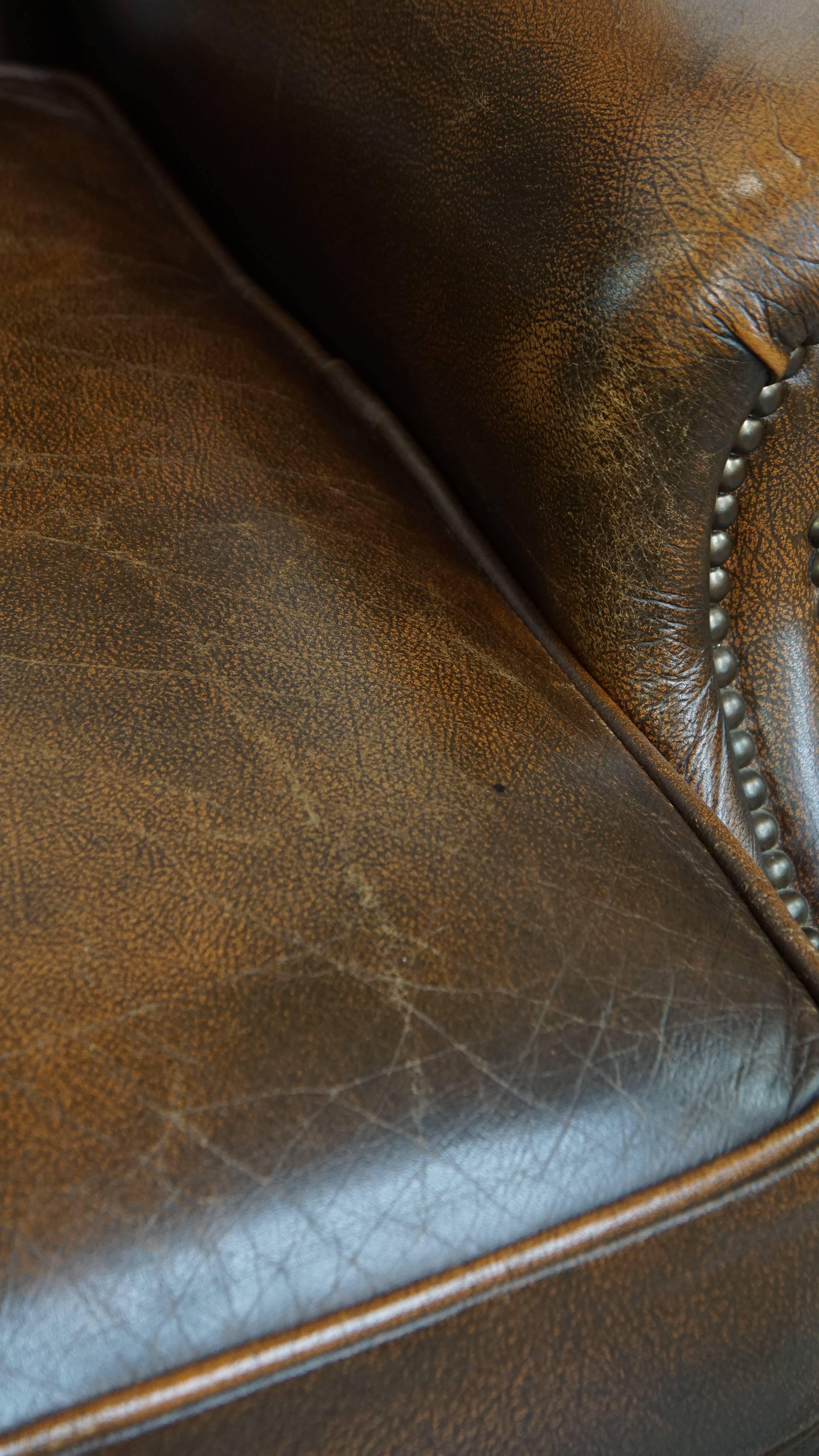 Chaise Chesterfield en cuir de vache marron de style anglais en vente 5