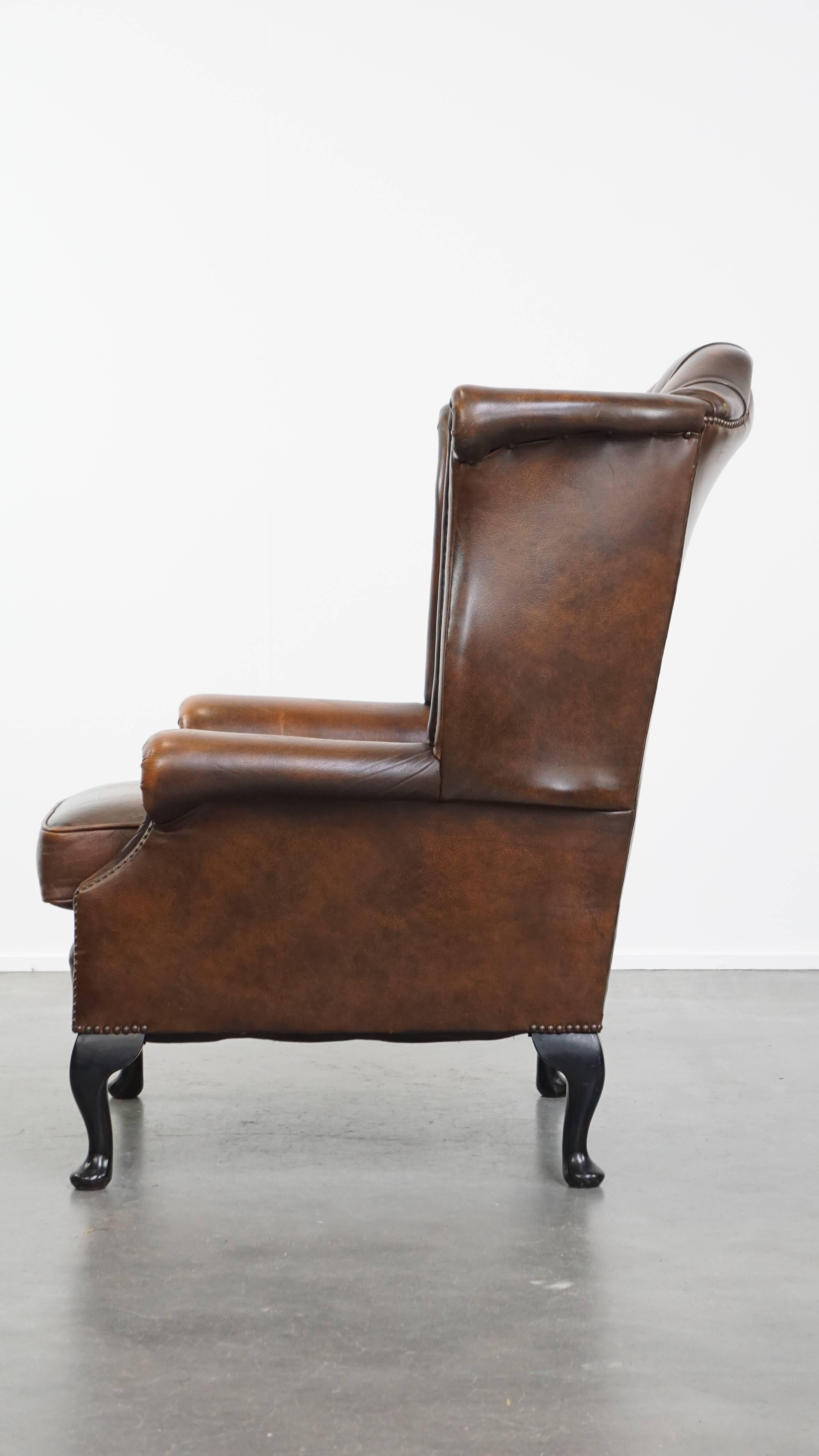Fait main Chaise Chesterfield en cuir de vache marron de style anglais en vente