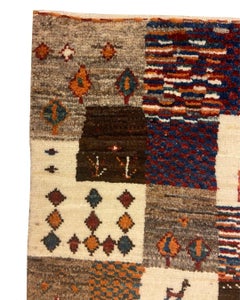 Kashkouli Rug by Qashqai Tribe, Hand-Knotted Wool, 2' x 3', Brown, Cream