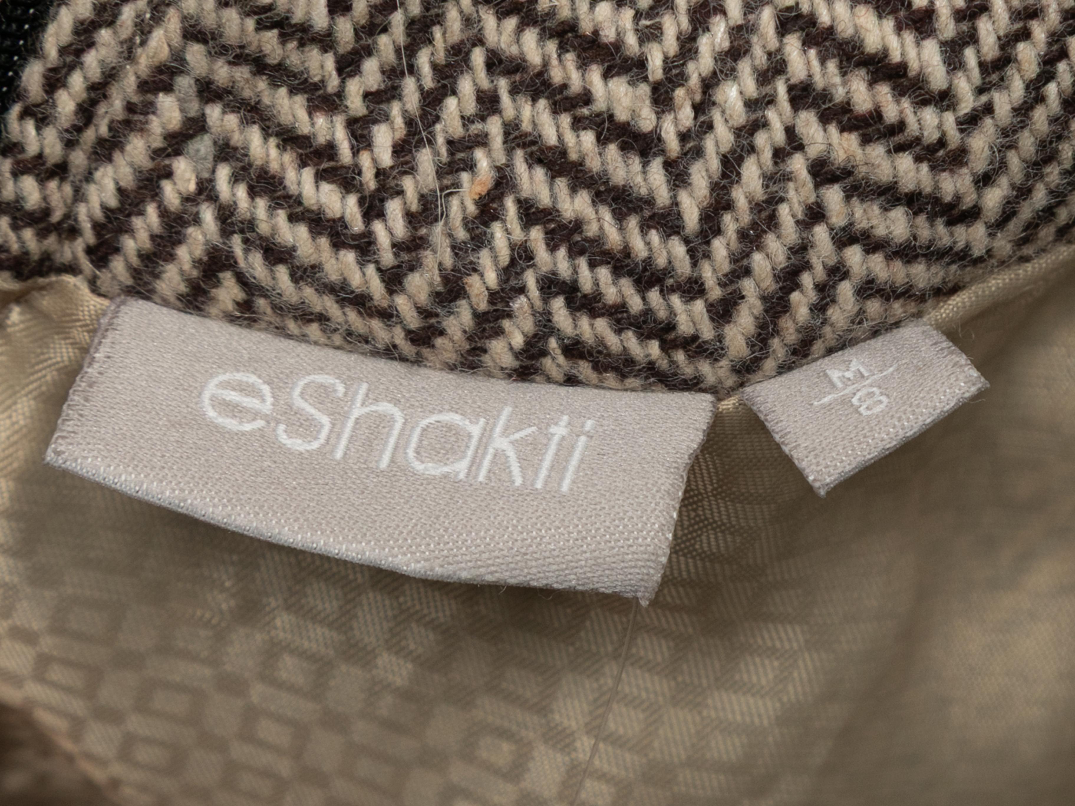 Brown & Cream Eshakii Wollmischung Fischgrät A-Linien Kleid Größe US 8 Damen im Angebot