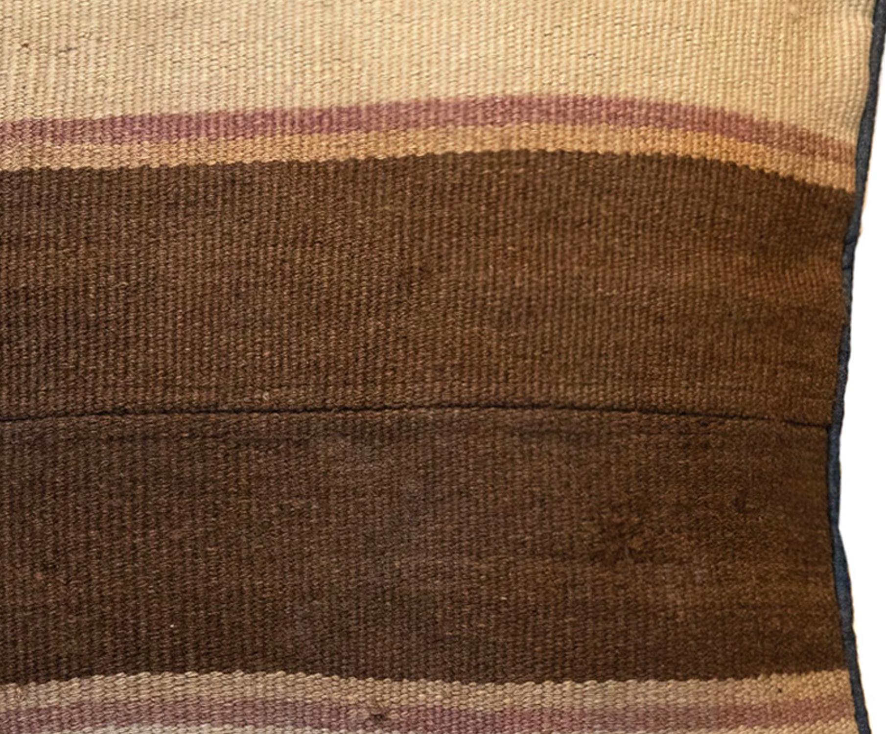 Turkish Brown Cream Striped Kilim Cushion Cover Handmade Wool Scatter Cushion