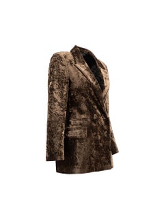 Racil Brown Crushed Velvet Double Breasted Blazer Size M