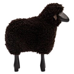 Brown Curly Wool Fur with Black Wood Lamb
