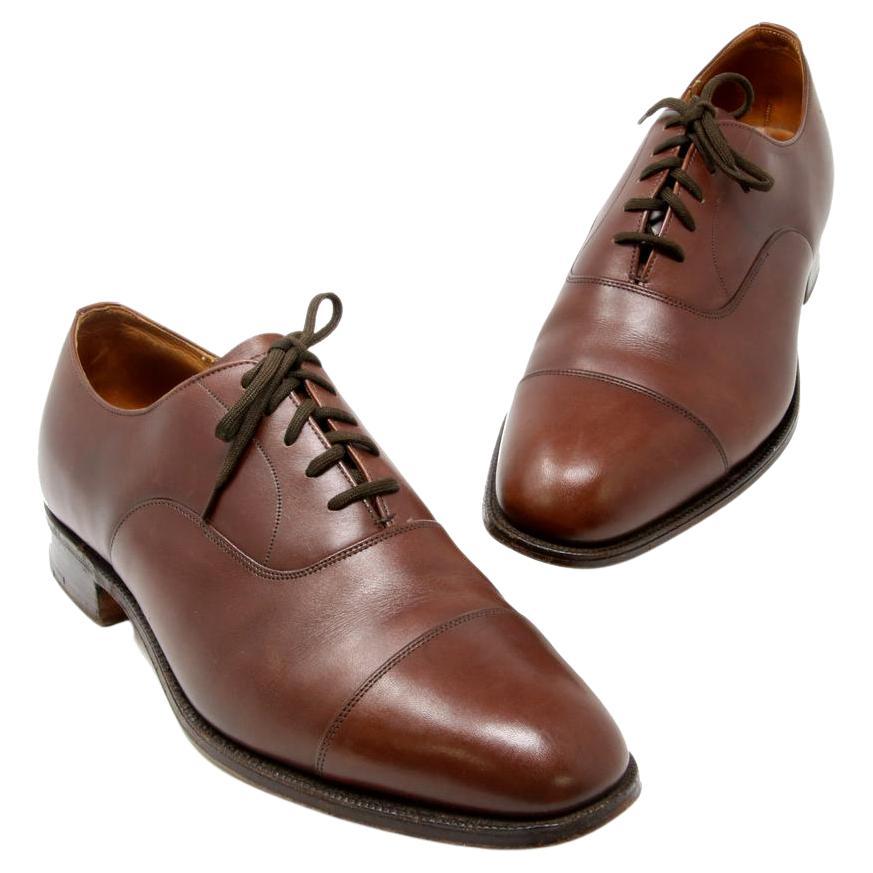 Brown Custom Grade Cap-Toe Smooth Leather Lace Up Dress Shoes For 