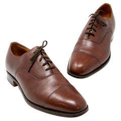 Brown Custom Grade Cap-Toe Smooth Leather Lace Up Dress Shoes