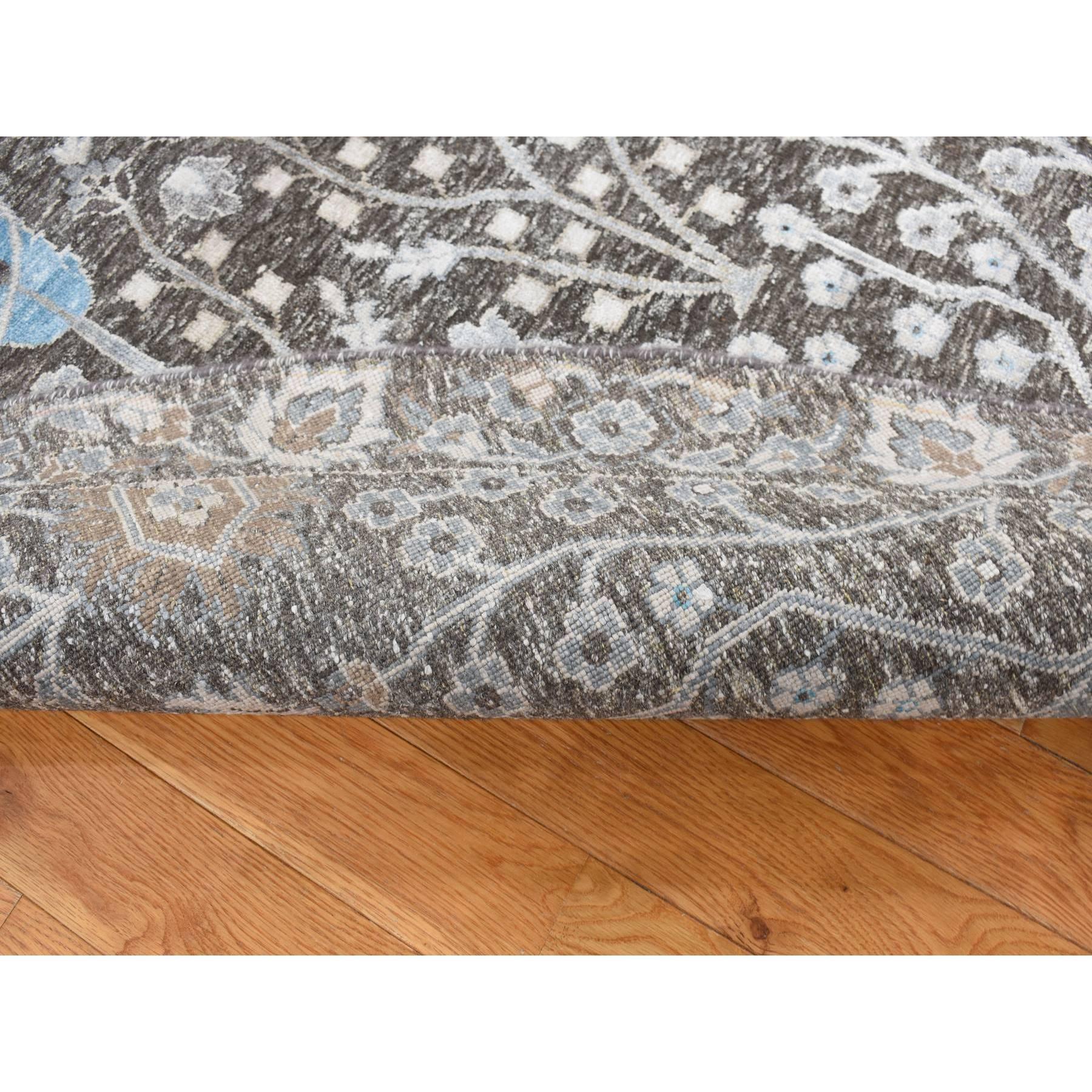 Medievale Tappeto rotondo marrone Cypress Tree Design Silk with Wool Hand Knots Rugs 9'10