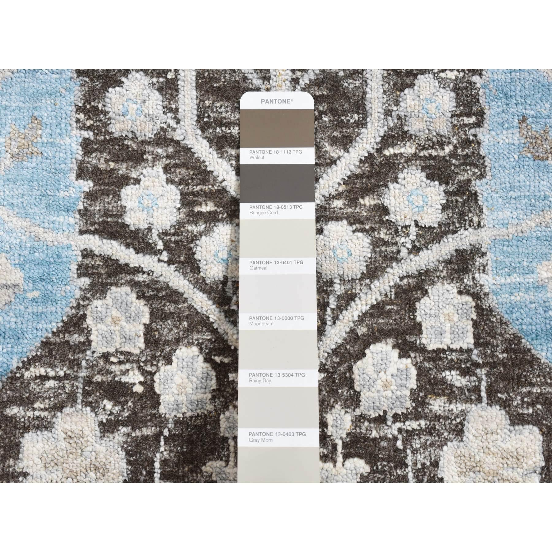 Annodato a mano Tappeto rotondo marrone Cypress Tree Design Silk with Wool Hand Knots Rugs 9'10