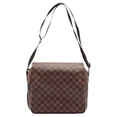 Brown Damier Ebene coated canvas Louis Vuitton Naviglio messenger bag with gold