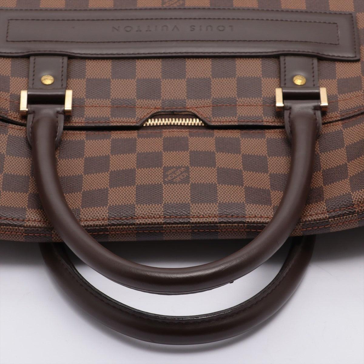Braune Damier Ebene Louis Vuitton Nolita GM Reisetasche aus beschichtetem Segeltuch 1
