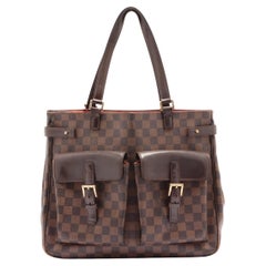 Brown Damier Ebene coated canvas Louis Vuitton Uzes tote bag with gold-tone