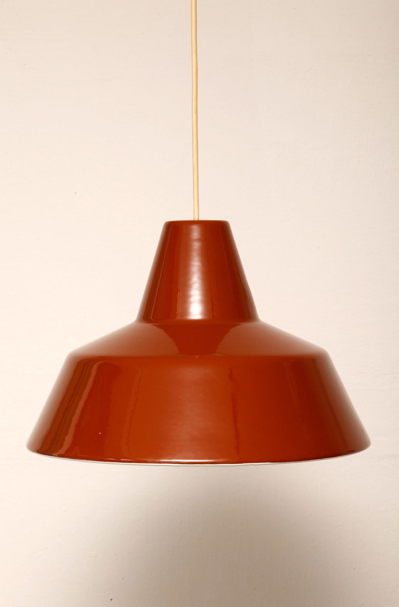 Lacquered Brown Danish Pendant Lamp from Louis Poulsen, Metal, 1960s For Sale