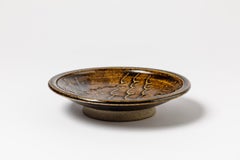 Brown Decorative Stoneware Ceramic Plate or Dish by JM Doix circa 1980
