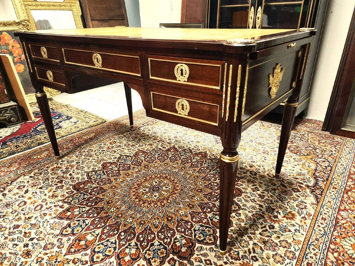 French Gilt Bronze Brown Desk Table, Napoleon III Boulle Louis XVI 19th Century For Sale 6
