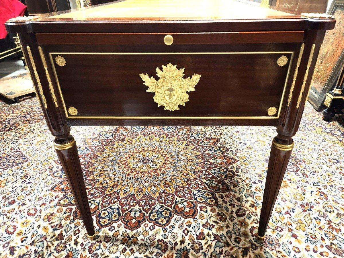 French Gilt Bronze Brown Desk Table, Napoleon III Boulle Louis XVI 19th Century For Sale 1